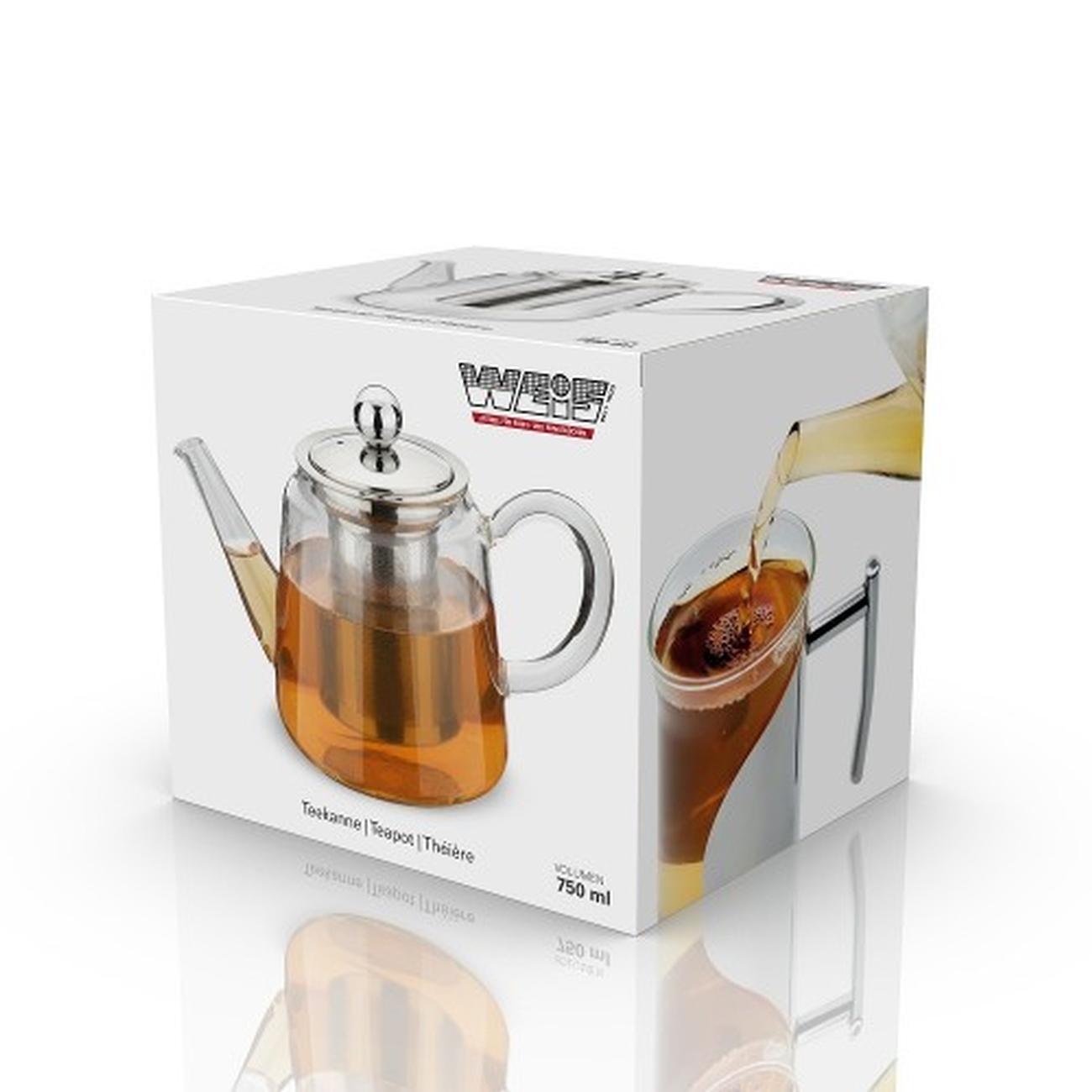 weis-glass-teapot-with-infuser-filter-750ml - Glass Teapot with Infuser Filter 750ml