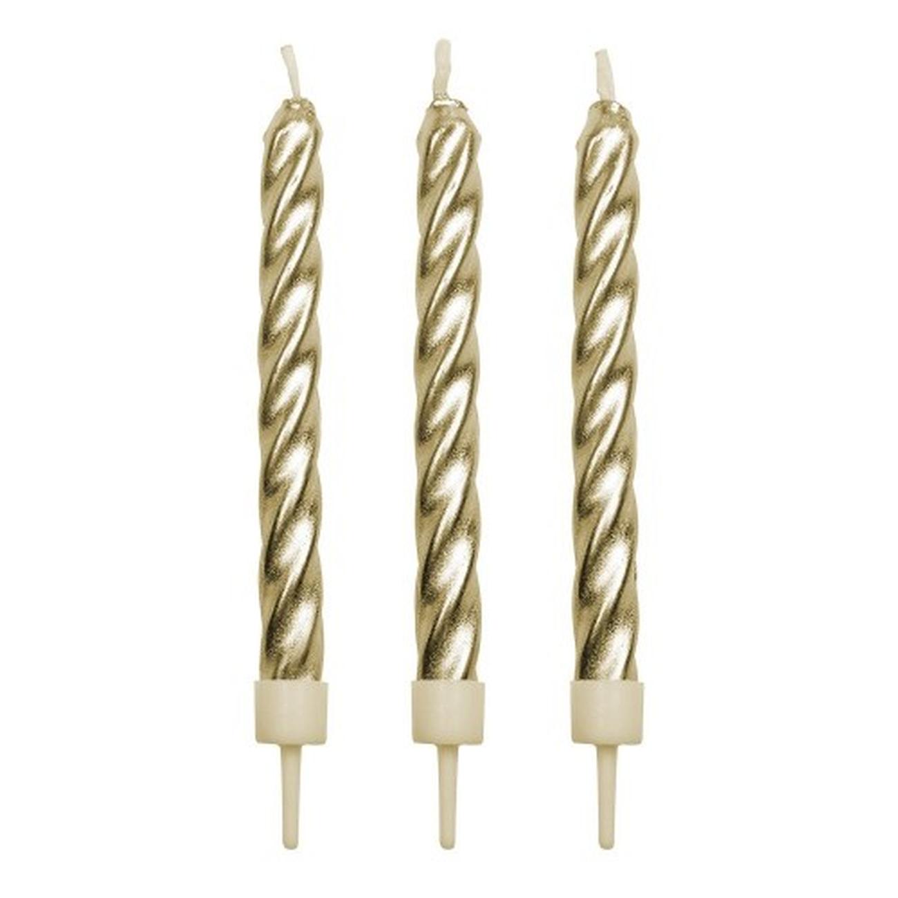 pme-gold-twist-candles-and-holders-10-pk - PME Gold Twist Candles 10pc