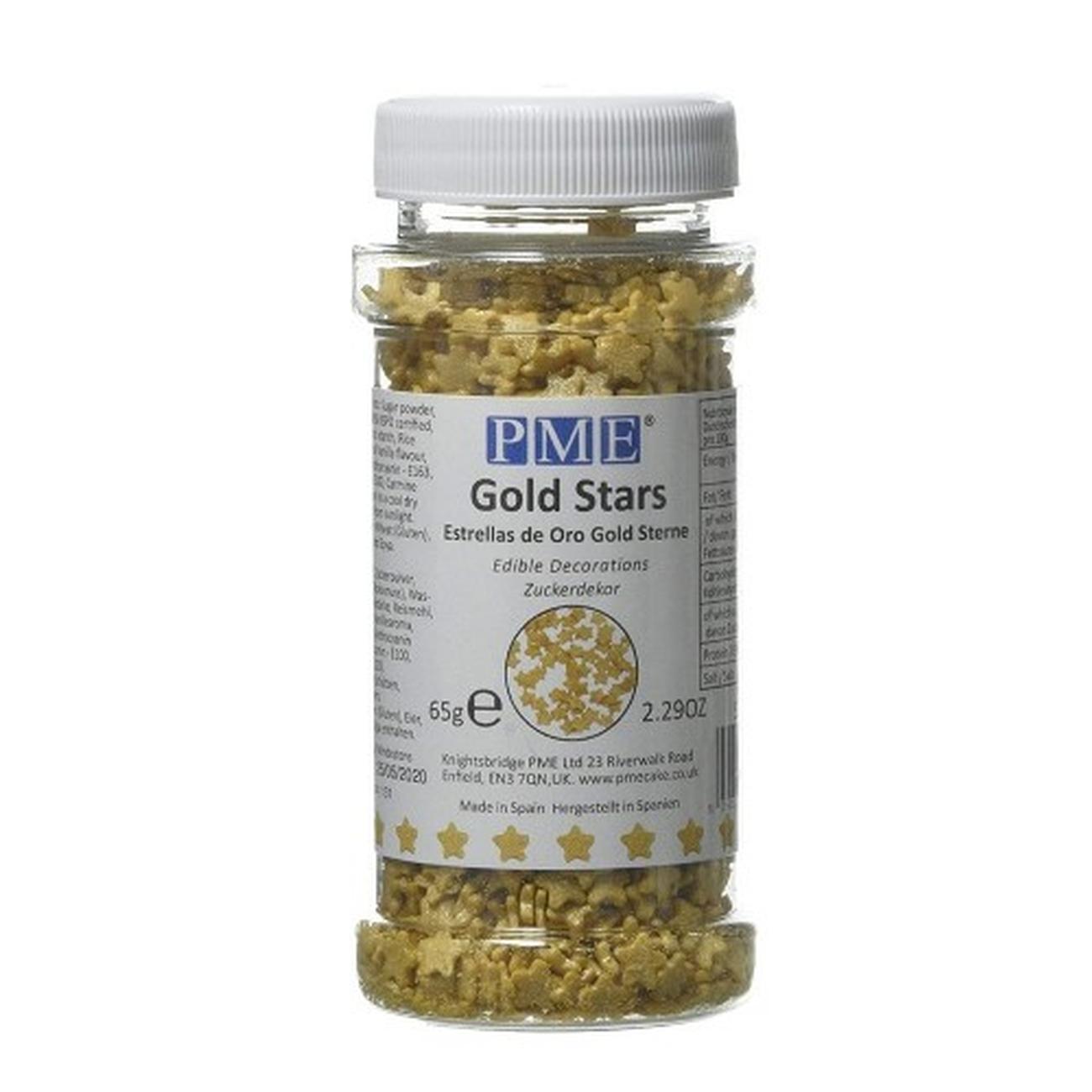 pme-edible-decoration-gold-stars-sprinkles-65g - PME Edible Gold Stars Sprinkles 65g