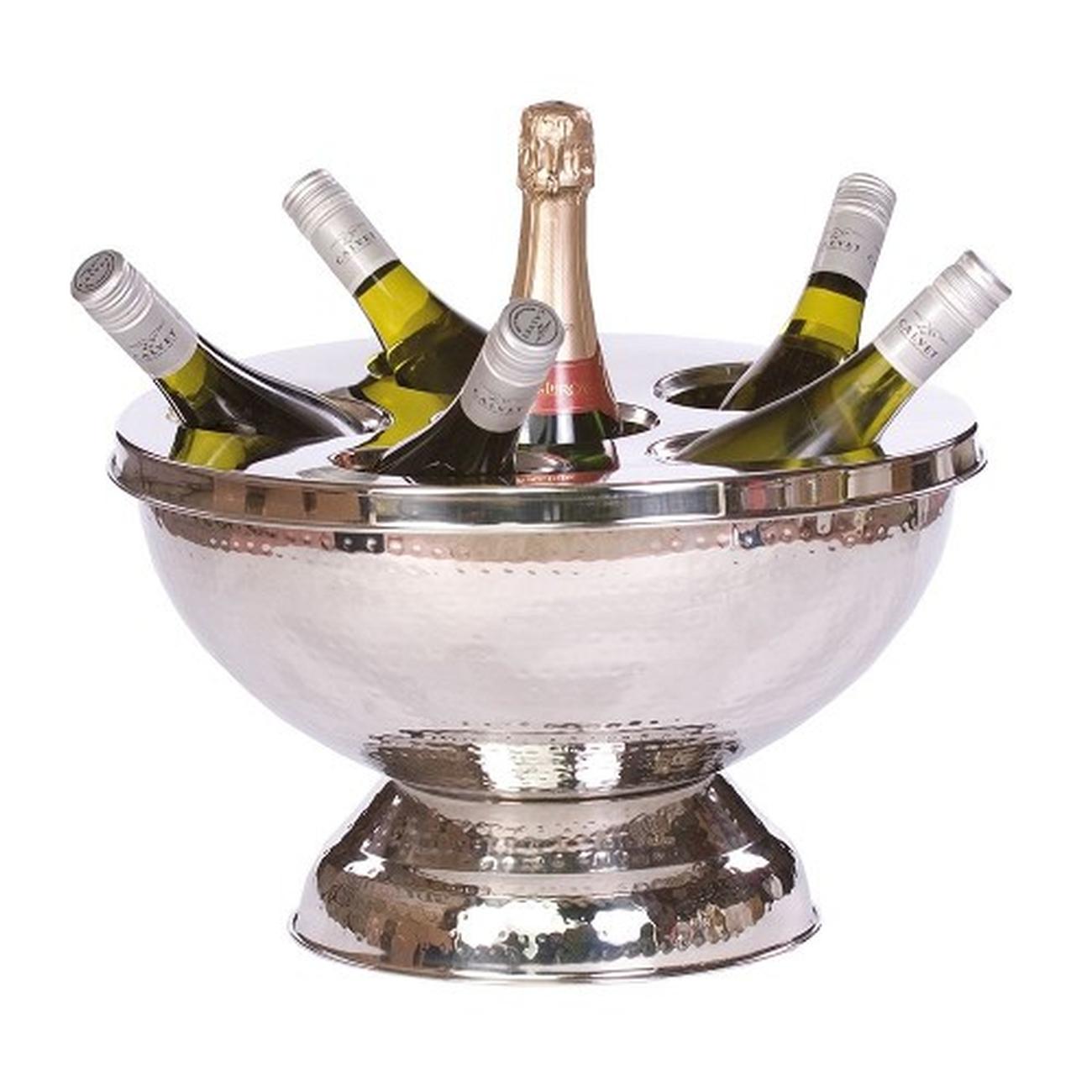 epicurean-silver-6-bottle-wine-champagne-cooler-hammered - Epicurean Silver 6 Bottle Wine & Champagne Cooler Hammered