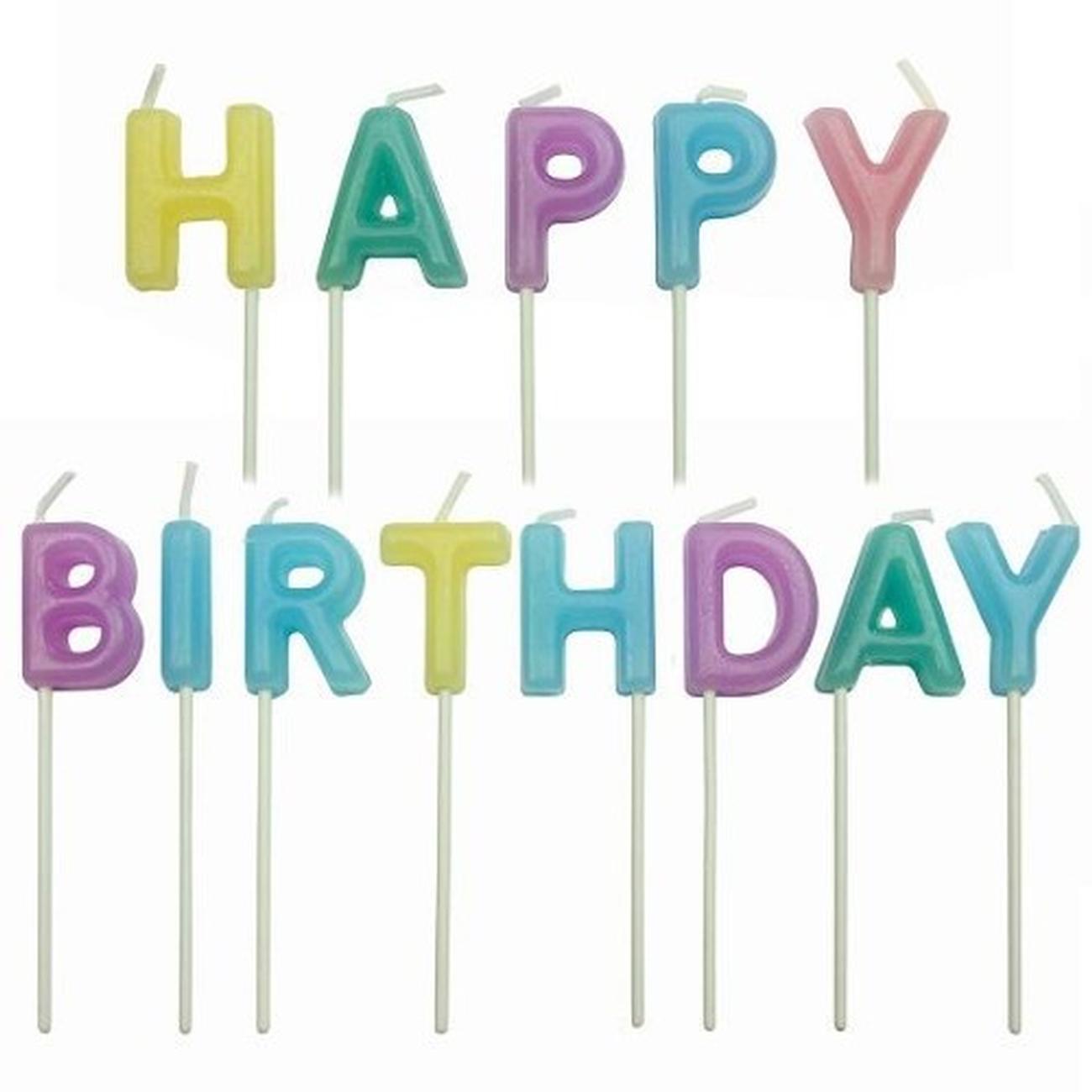 pme-happy-birthday-candles-pastel-set-of-13 - 'Happy Birthday' Pastel Candles Set of 13