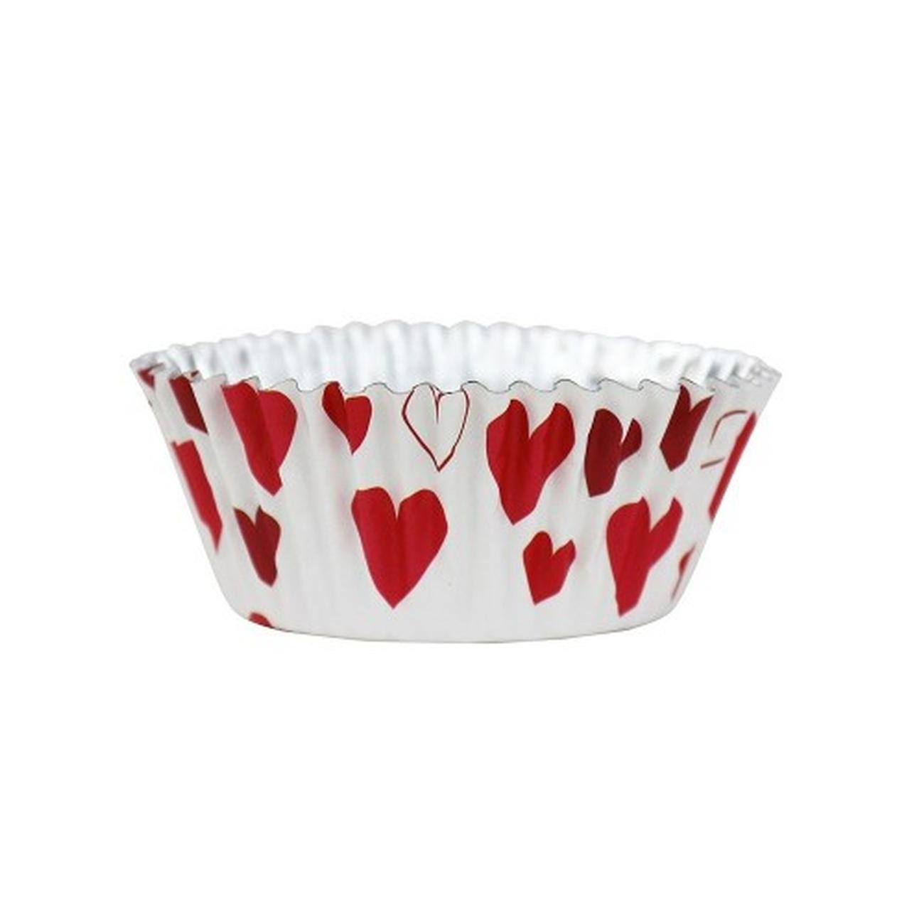 pme-hearts-foil-lined-cupcake-cases-pk30 - PME 30 Hearts Foil Lined Baking Cases
