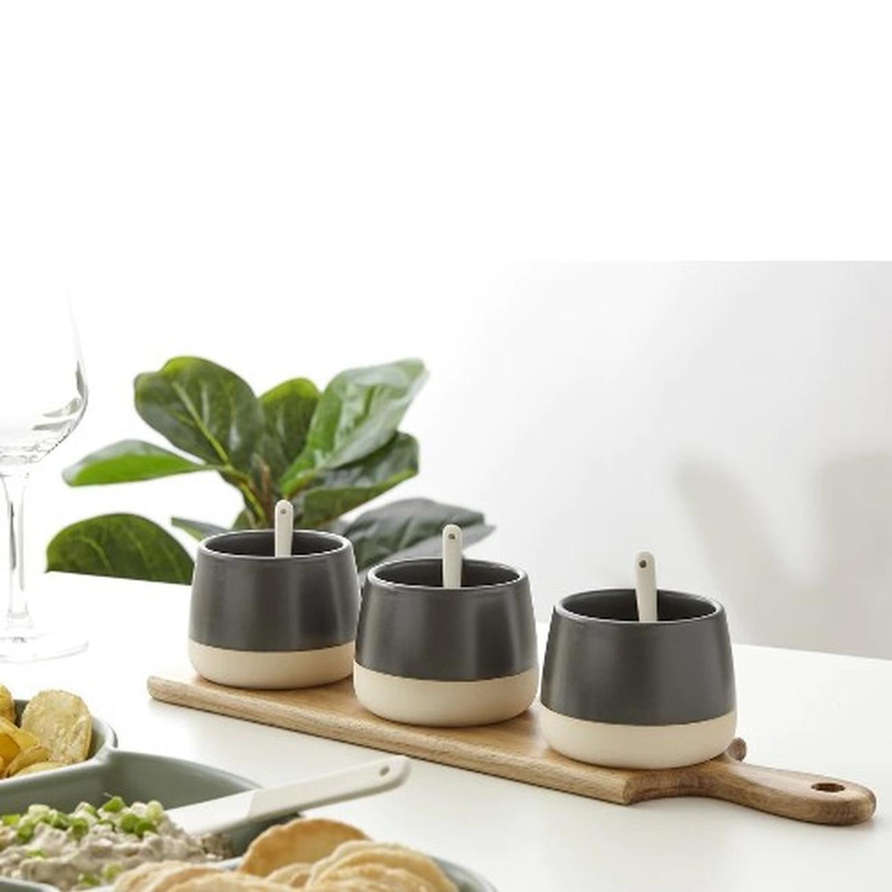 ladelle-host-bowl-and-spoon-paddle-board-charcoal - Ladelle Host Bowl & Spoon Paddle Charcoal
