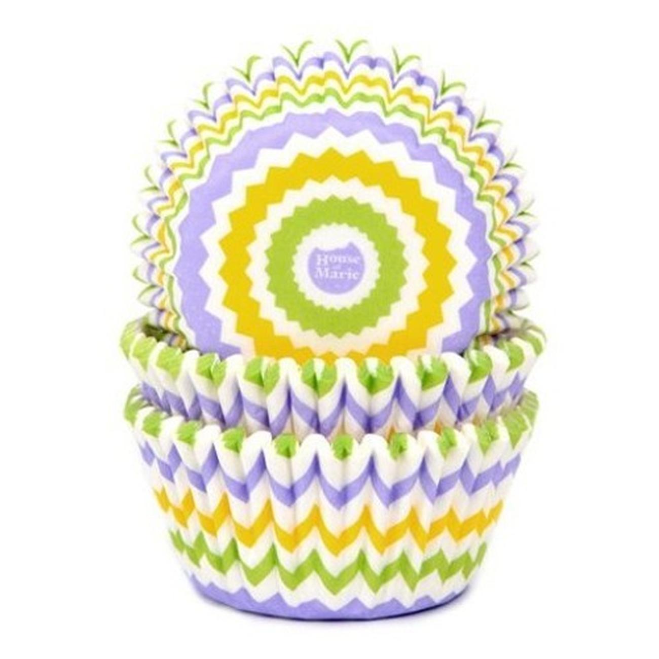 house-of-marie-cupcake-cases-chevron-spring-50pk - House of Marie Baking Cups Chevron Spring 50pc