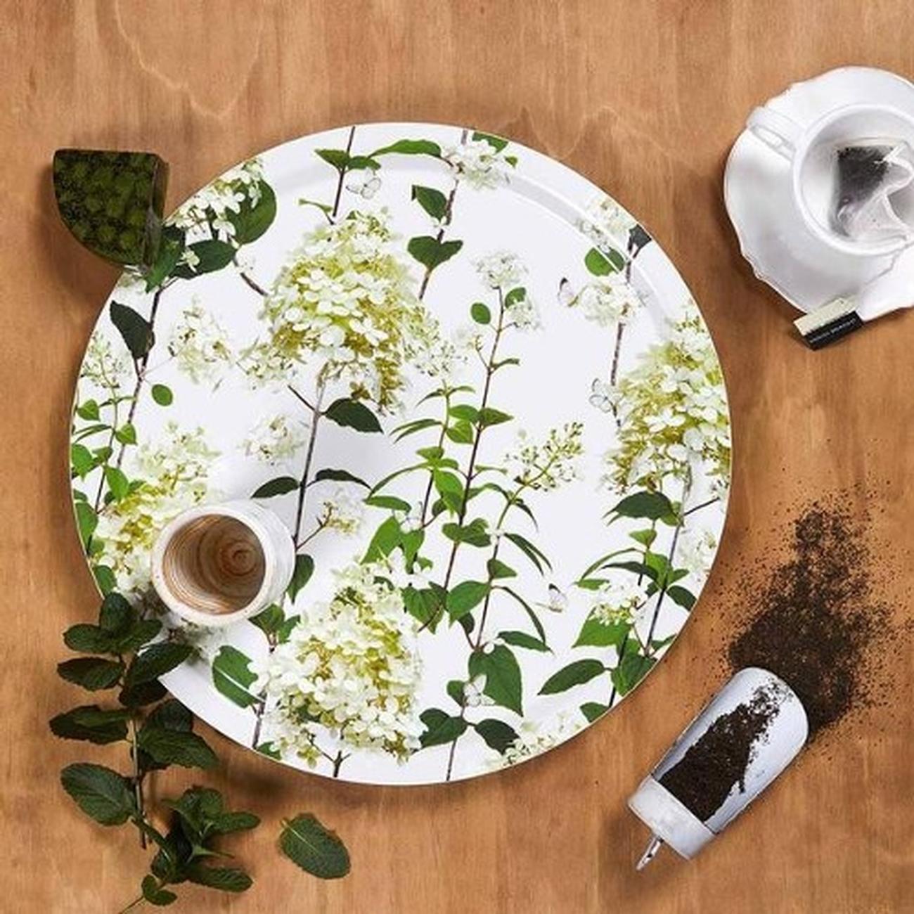 jamida-birch-wood-round-tray-hydrangea-39cm - Jamida Birch Wood Round Tray Hydrangea 39cm by Michael Angove