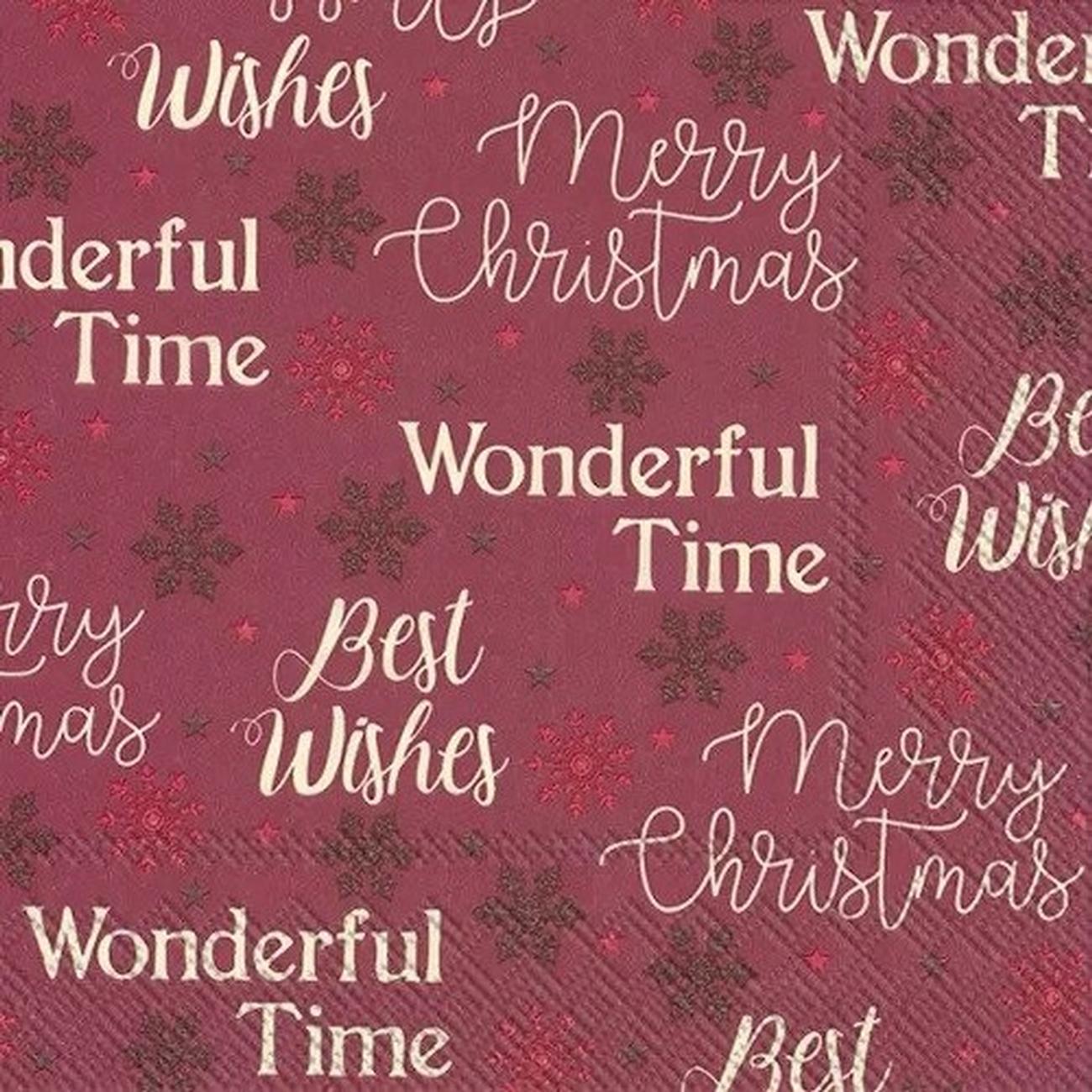 ihr-christmas-lunch-napkins-xmas-letters-dark-red - IHR Christmas Lunch Napkins Xmas Letters Dark Red