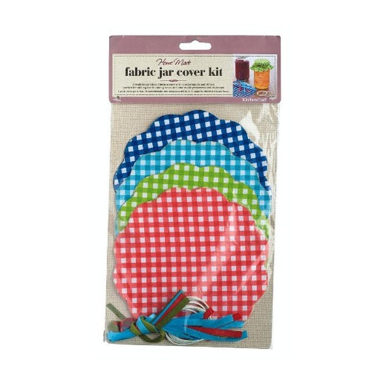 Home Made Set of 8 Gingham Fabric Jam Cover Kit