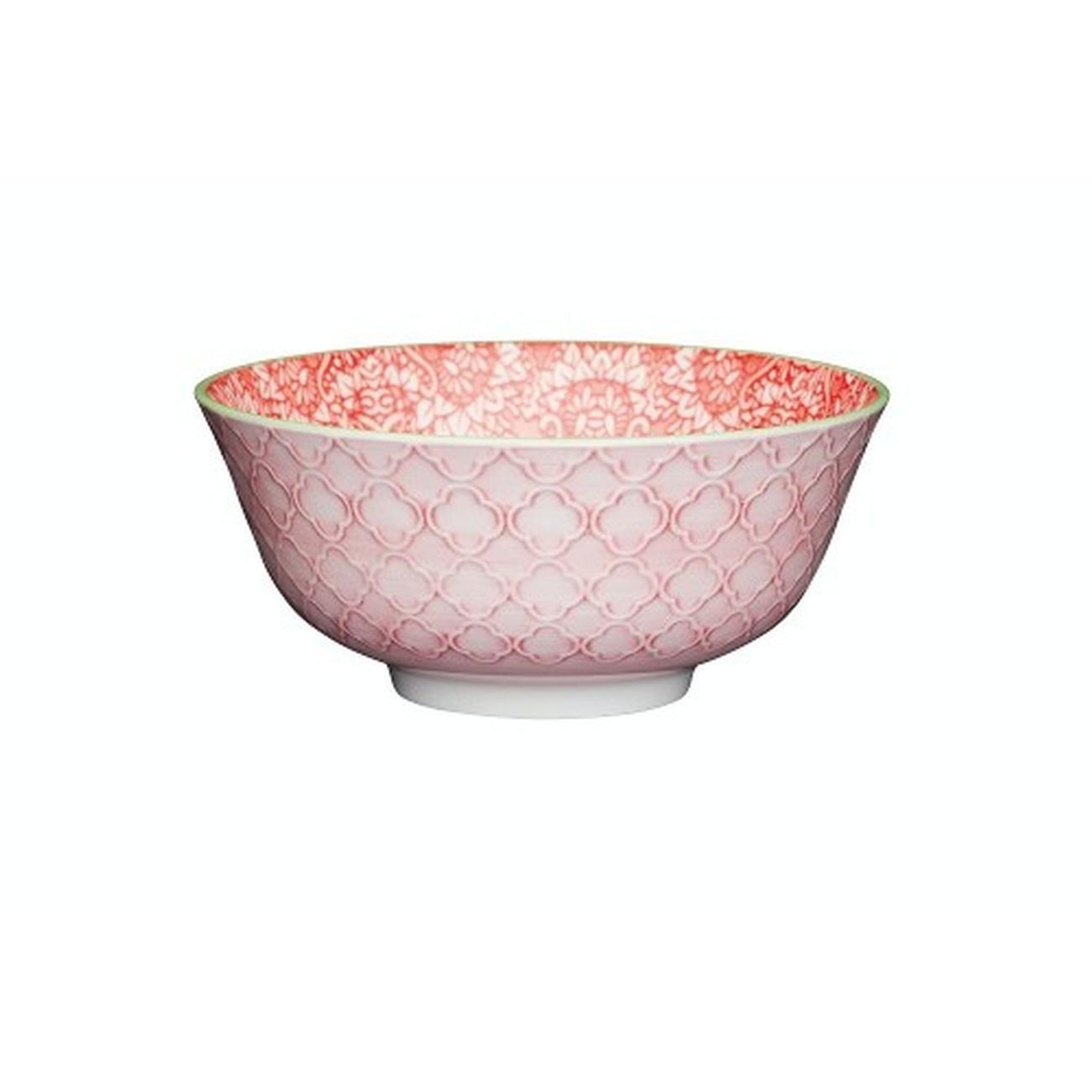 kitchencraft-red-and-pink-print-ceramic-bowl - KitchenCraft Red & Pink Print Ceramic Bowl