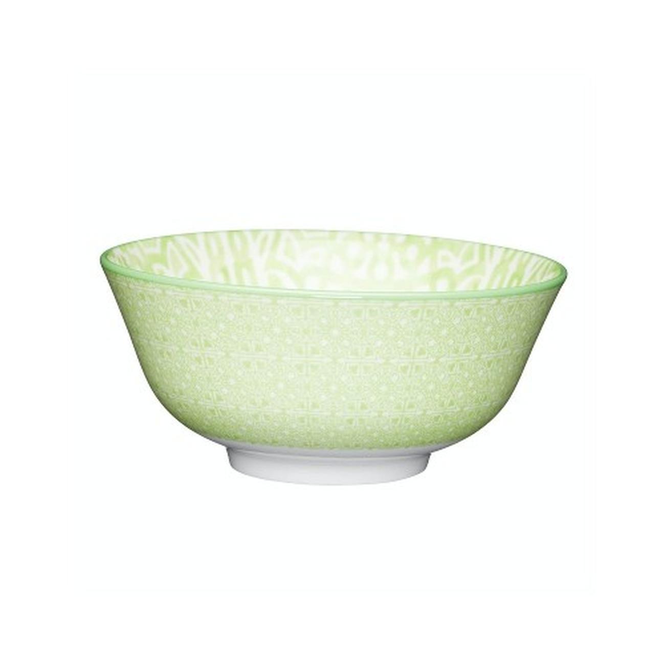 kitchencraft-green-and-white-tile-effect-ceramic-bowl - KitchenCraft Green & White Tile Ceramic Bowl