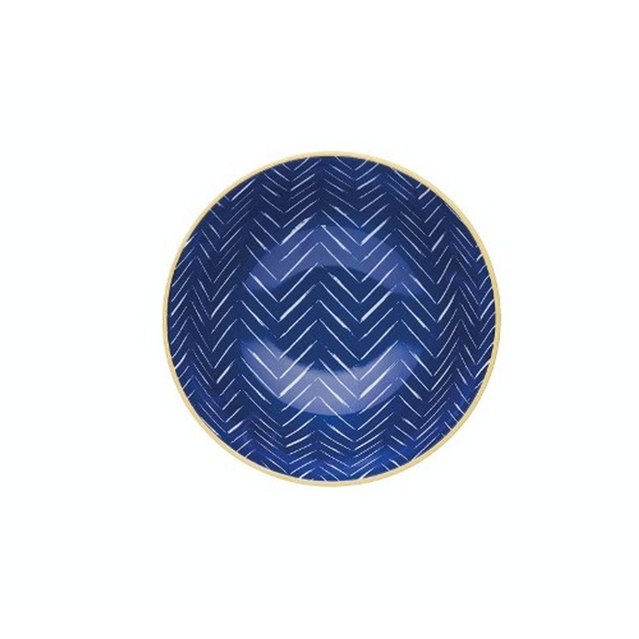 kitchencraft-blue-chevron-spotty-ceramic-bowl - KitchenCraft Spotty Blue Chevron Ceramic Bowl