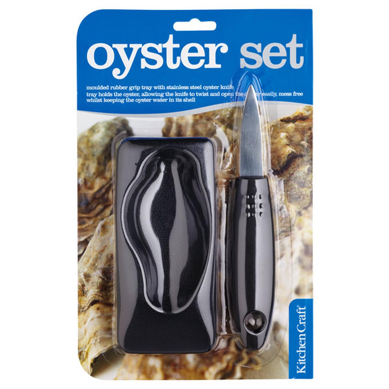 KitchenCraft Oyster Knife & Grip Tray Set