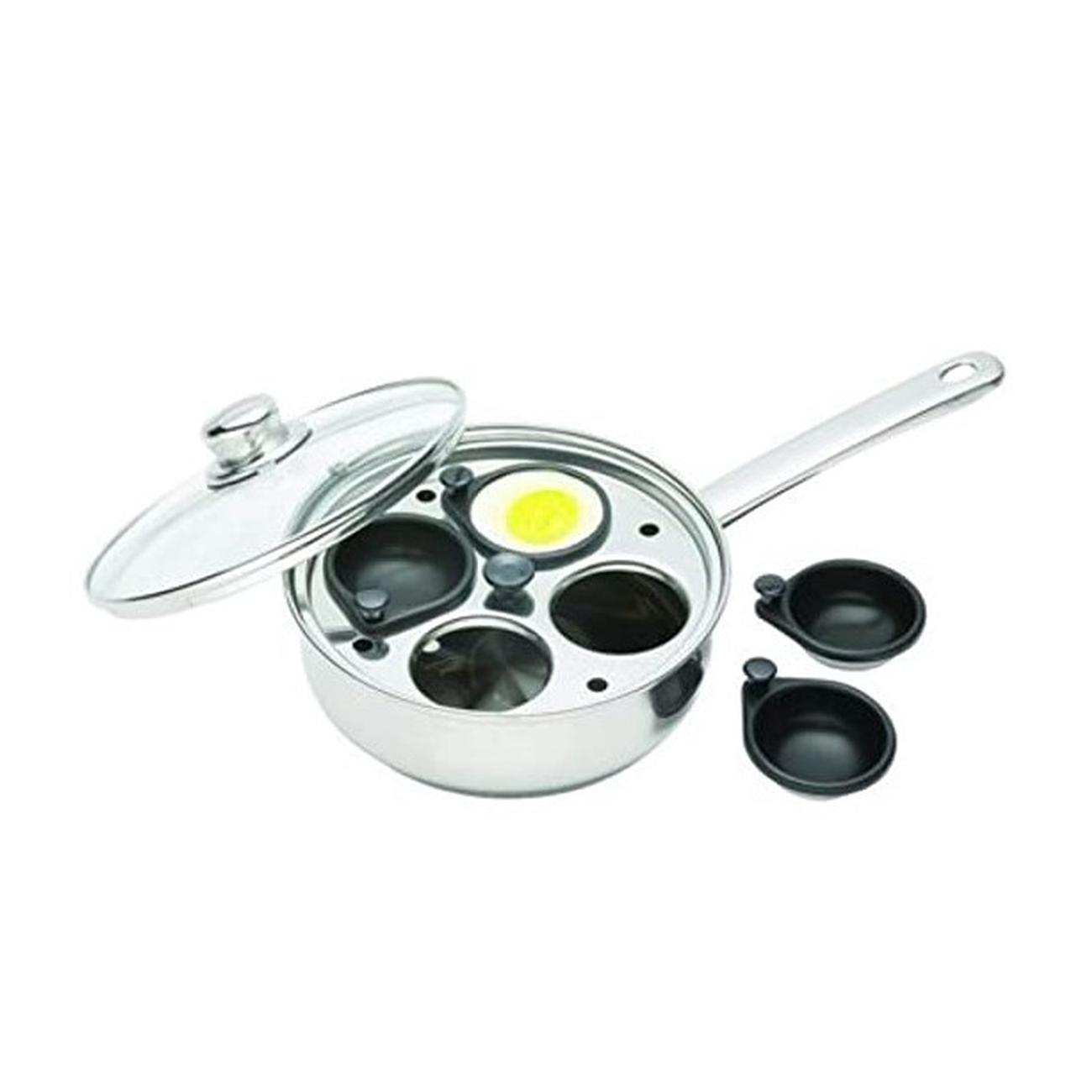KitchenCraft Stainless Steel 22cm 4 Hole Egg Poacher