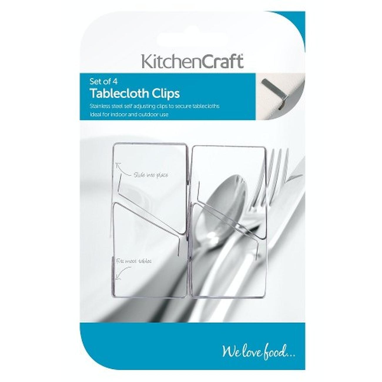 kitchencraft-tablecloth-clips-set-of-4-stainless-steel - KitchenCraft Set of 4 Stainless Steel Tablecloth Clips