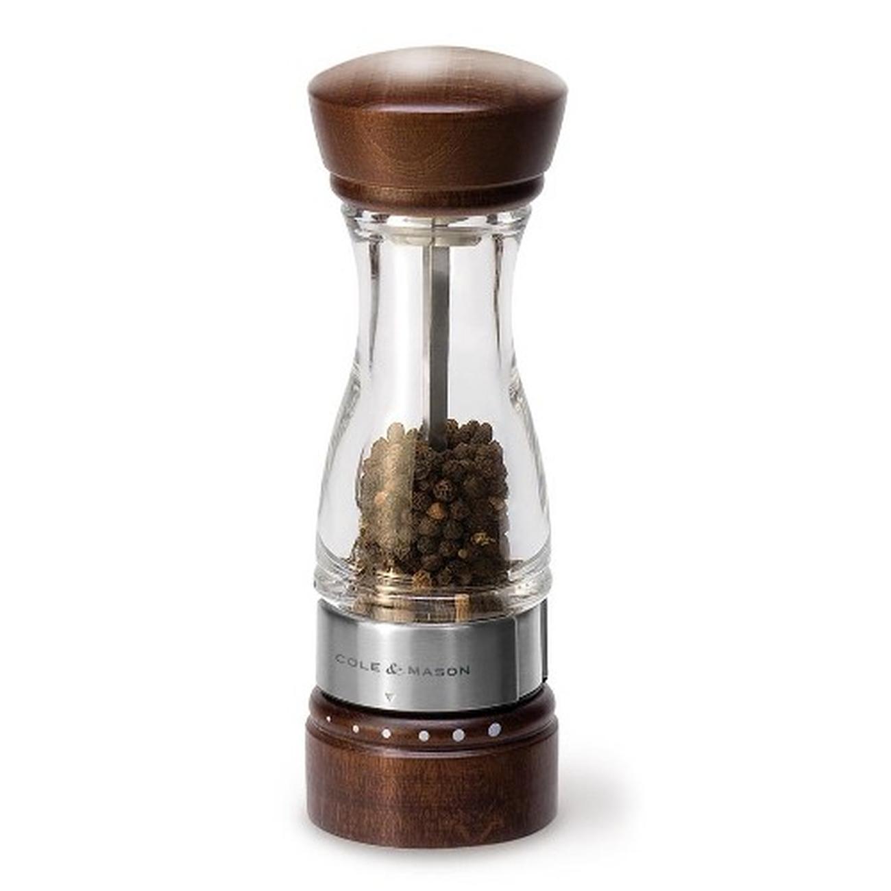 cole-mason-keswick-dark-wood-acrylic-pepper-mill-180mm - Cole & Mason Gourmet Precision Keswick Dark Wood & Acrylic Pepper Mill 18cm