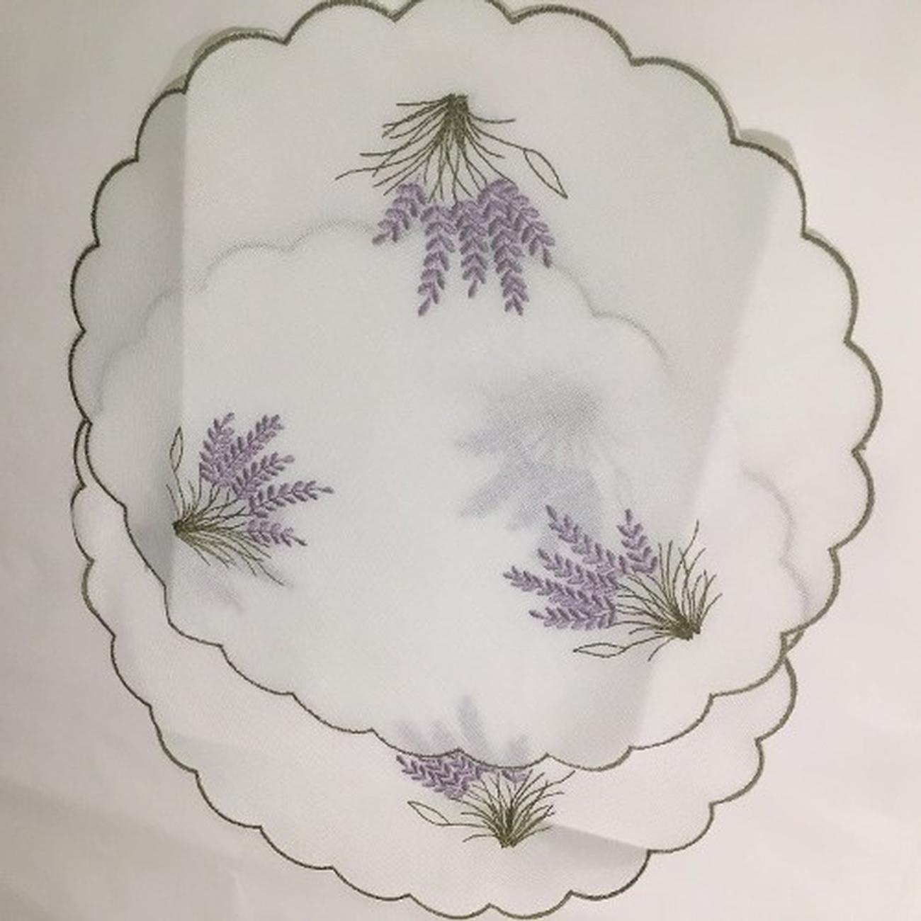 samuel-lamont-lavender-embroidered-table-mat-12-inch - Lavender Embroidered Round Mat 12-