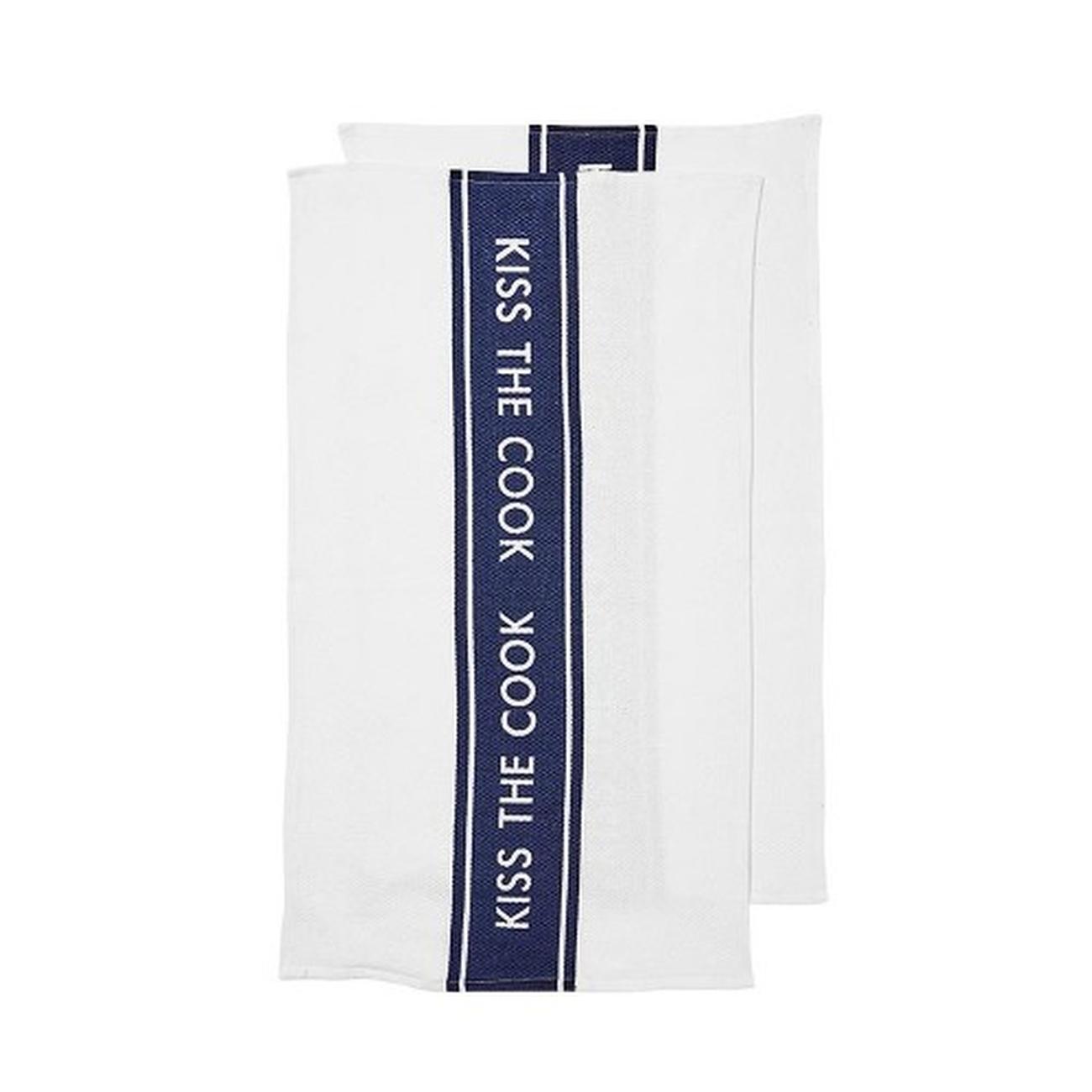 ladelle-kiss-the-cook-terry-tea-towel-navy - Ladelle Kiss The Cook 2pc Terry Kitchen Towels Navy