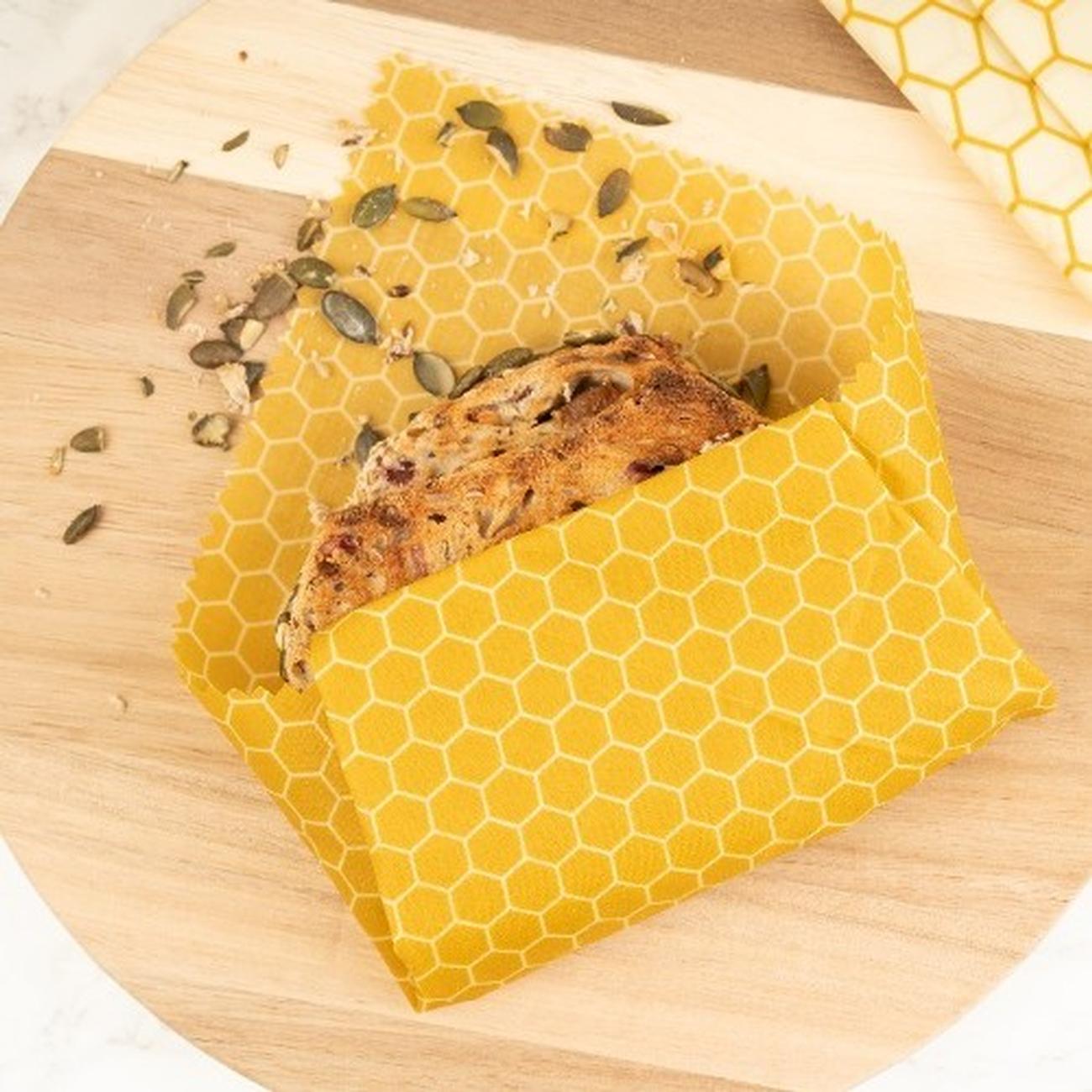 kitchen-pantry-3pc-beeswax-wraps-yellow-honeycomb - Kitchen Pantry 3pc Beeswax Wraps Yellow Honeycomb