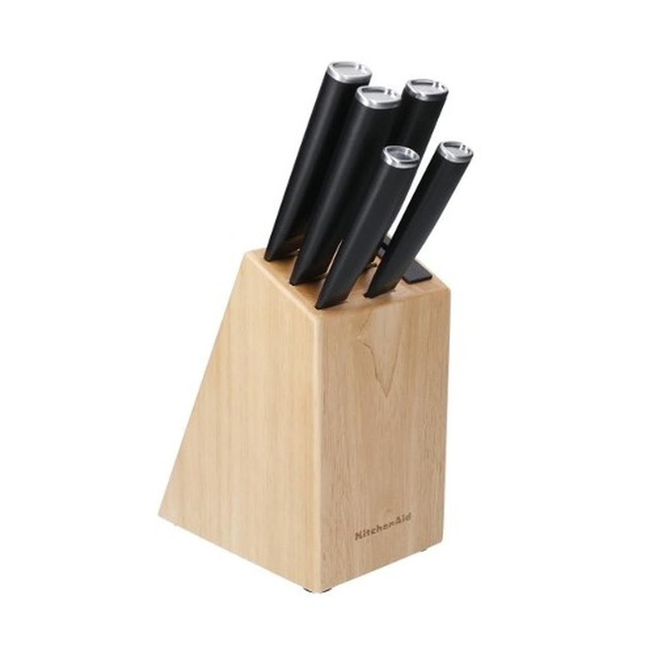 KitchenAid-5-Piece-Japanese-Steel-Knife-Set-with-Sharpener-and-Birchwood-Block - KitchenAid 5-Piece Japanese Steel Knife Set with Sharpener and Birchwood Block