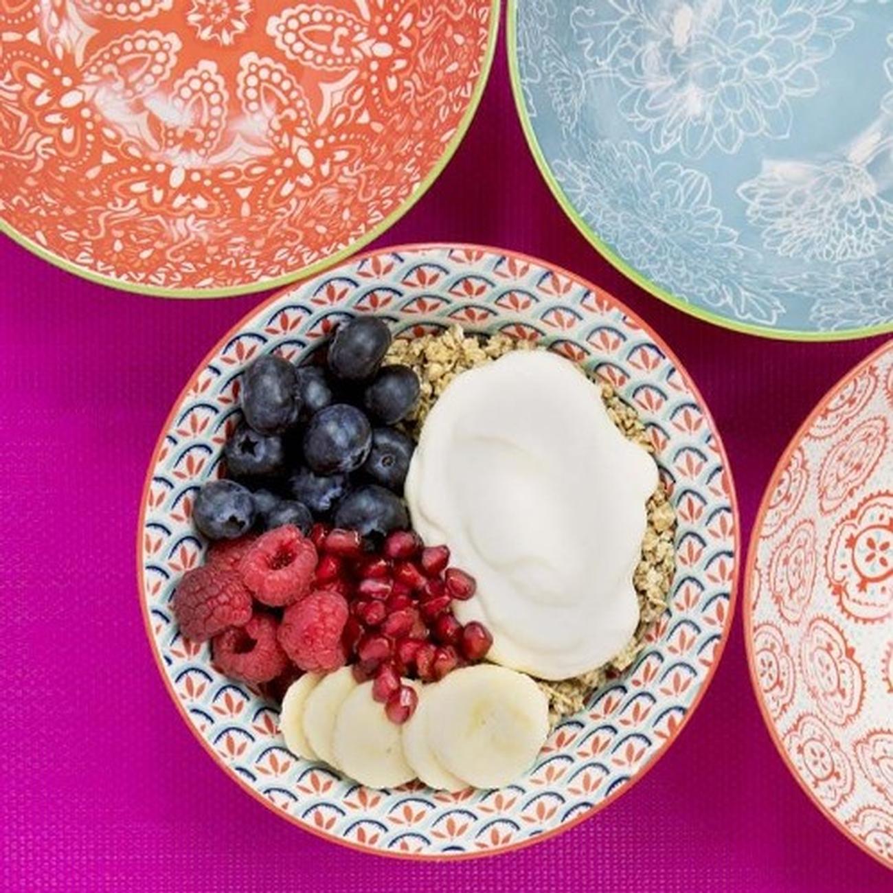 kitchencraft-set-of-4-patterned-cereal-bowls-ceramic-brights-design - KitchenCraft Set of 4 Patterned Ceramic Bowls 'Brights Design'