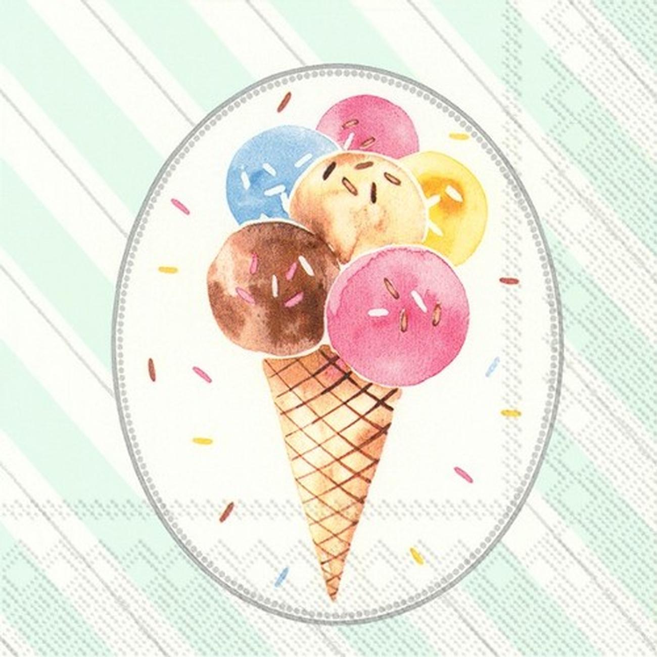 ihr-lunch-napkin-oh-happy-ice-cream-light-gray - IHR Lunch Napkin Oh Happy Ice Cream Light Grey