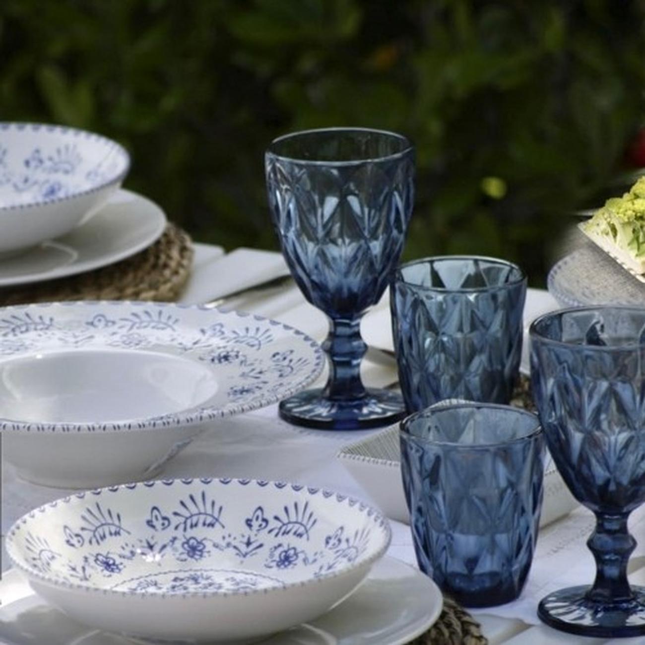 risotto-pasta-dish-28cm-blur-bari - Monaco Blue Floral Risotto Pasta Dish 28cm