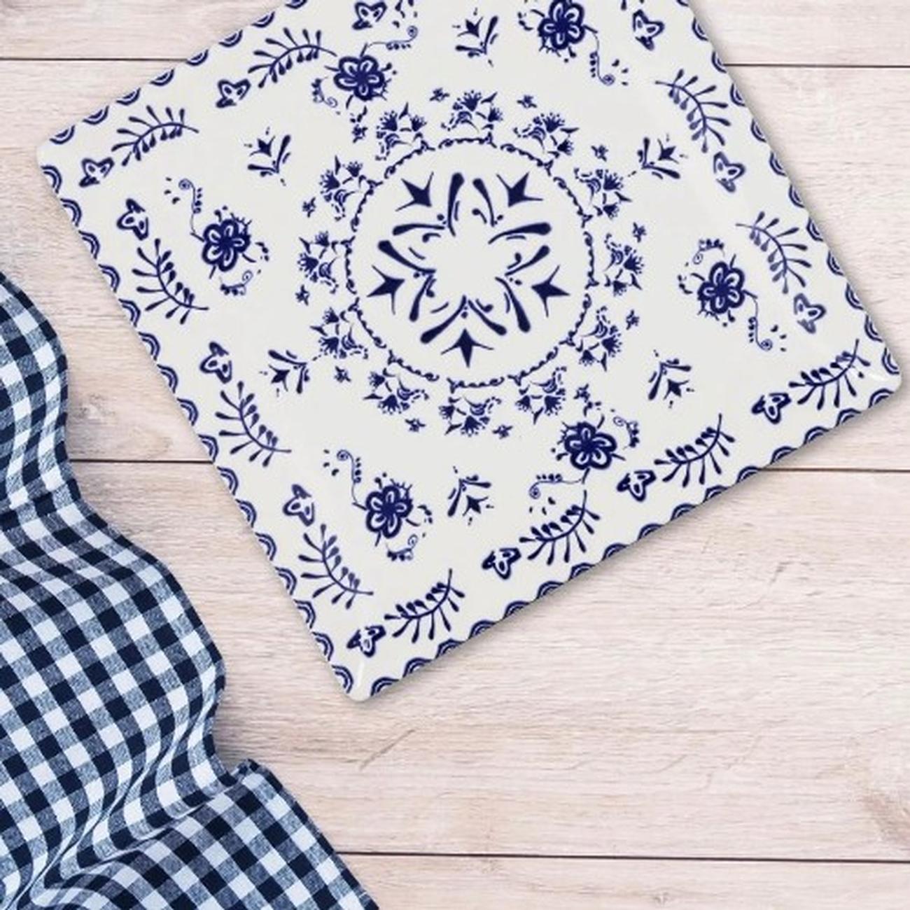 square-plate-18cm-monaco-blur-elite-brillo - Monaco Blue Floral Square Plate 18cm