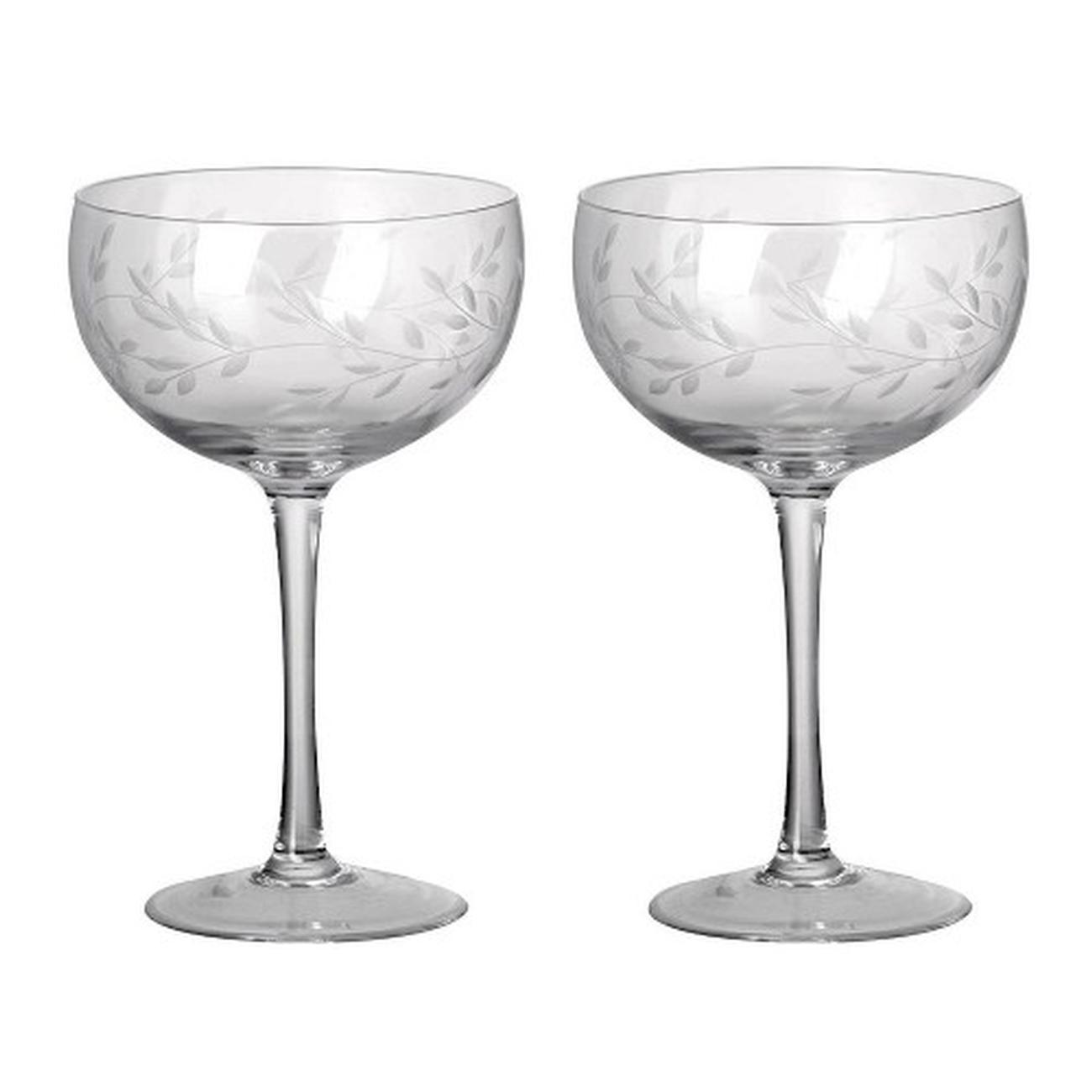 etched-champagne-coupe-glasses-set-of-2 - Etched Champagne Coupes Laurel Set of 2