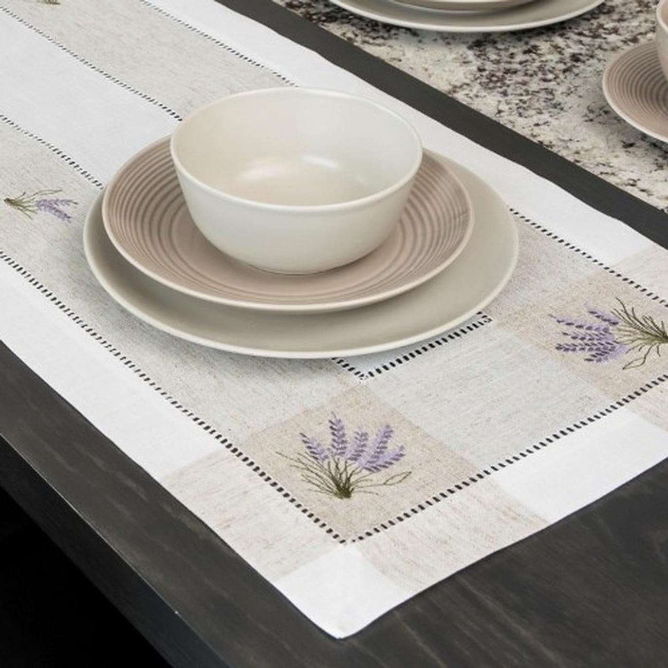 samuel-lamont-embroidered-table-runner - Lavender Embroidered Table Runner