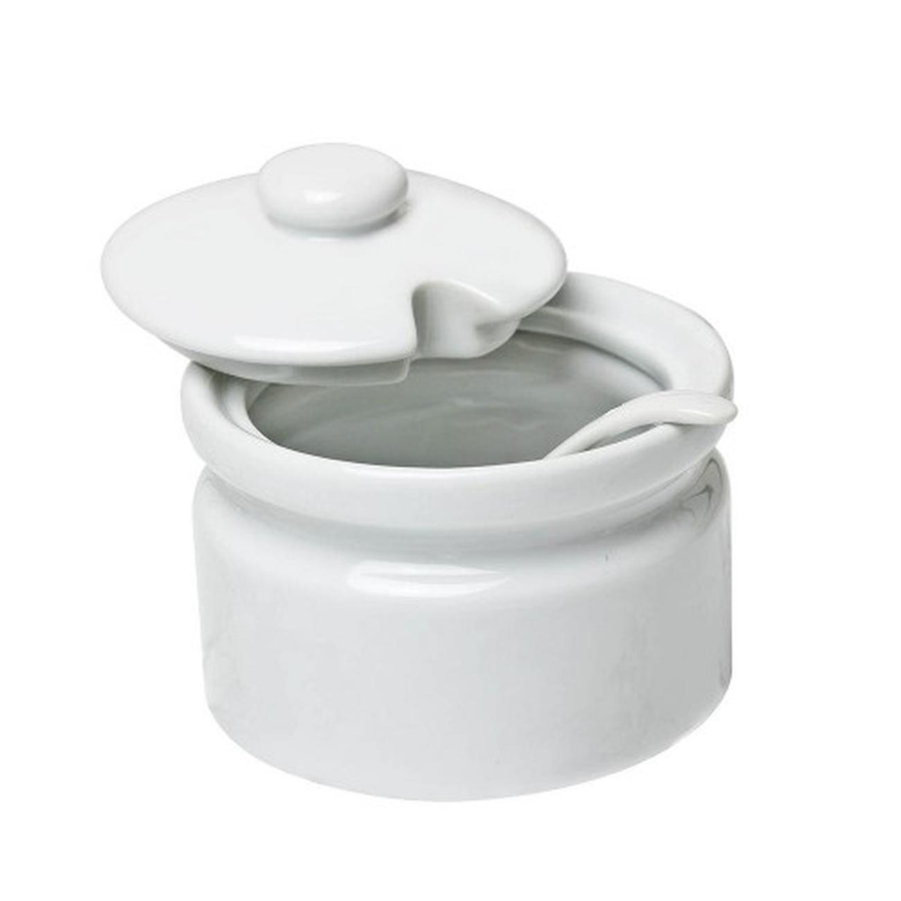 porcelain-lidded-pot-with-spoon-sugar-jam - Porcelain Lidded Sugar Jam Pot with Spoon