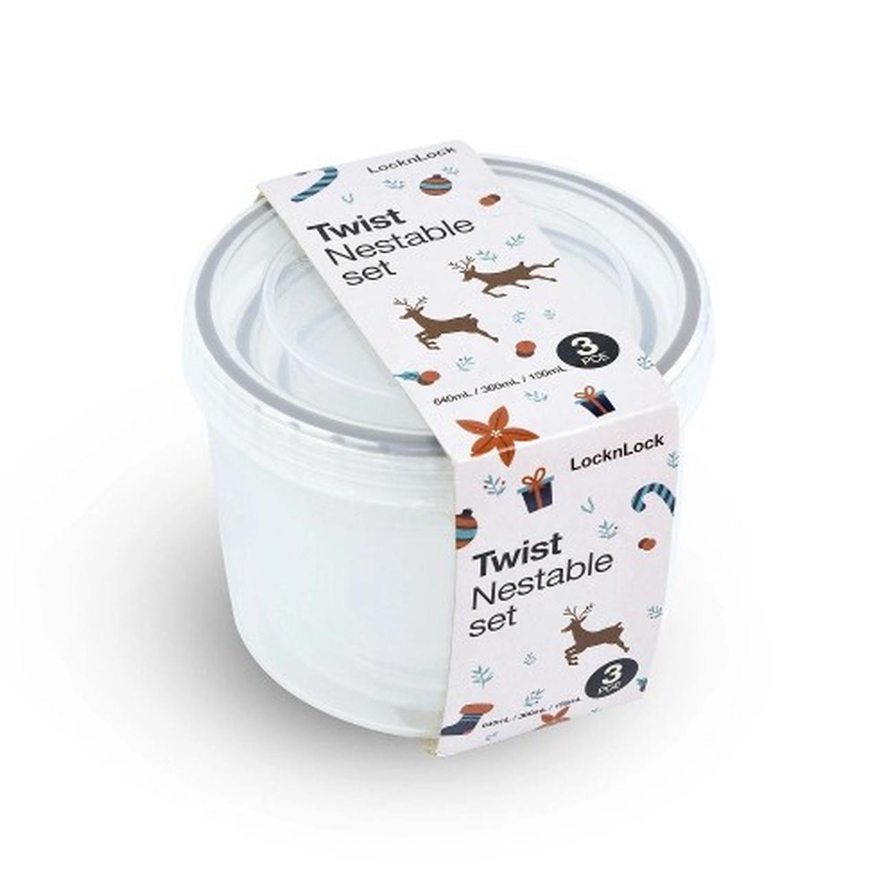 lock-n-lock-twist-nestable-set-of-3-round-containers - Lock n Lock Twist Nestable Set of 3 Containers