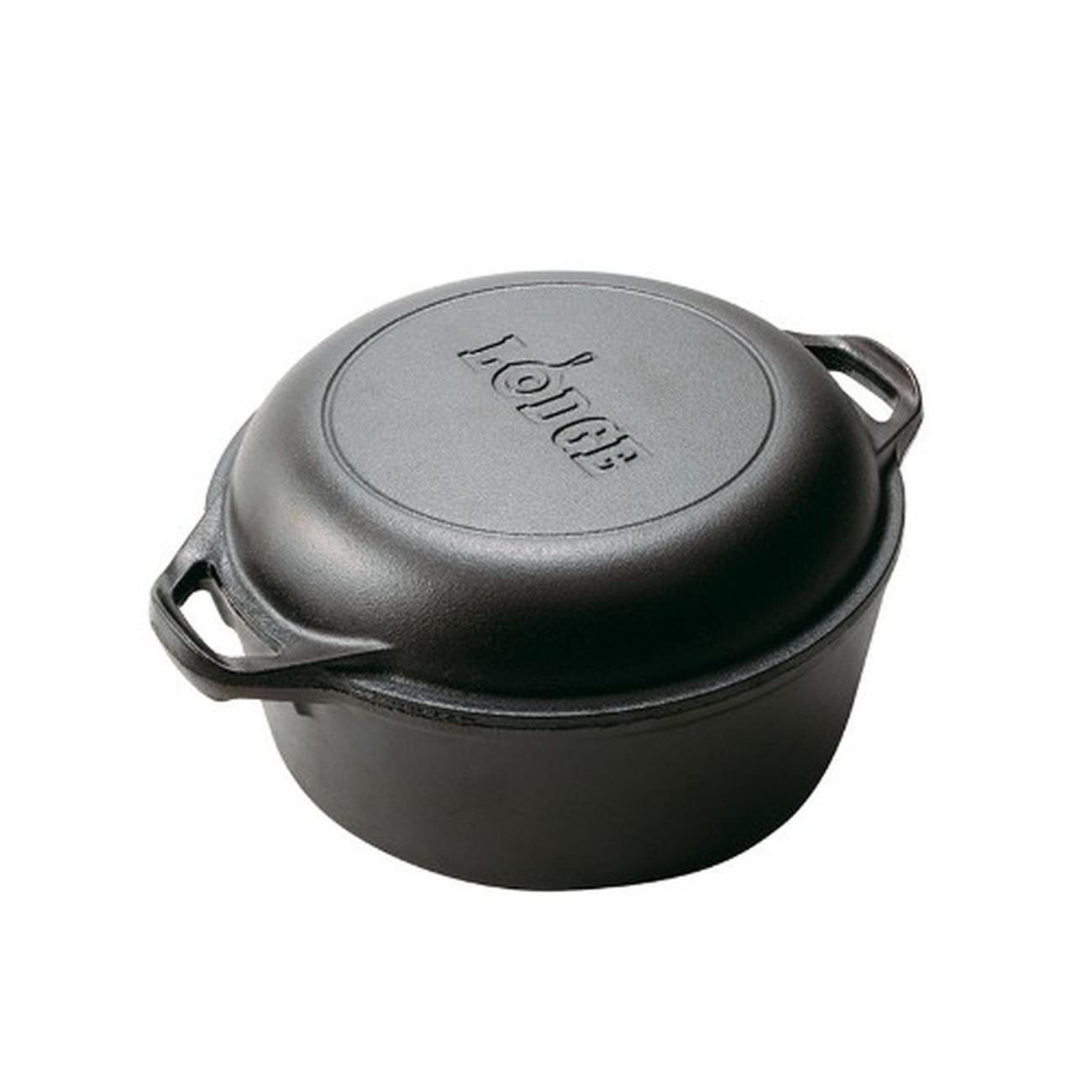 lodge-5-quart-double-dutch-oven-cast-iron - Lodge Cast Iron Double Dutch Oven 5 Quart