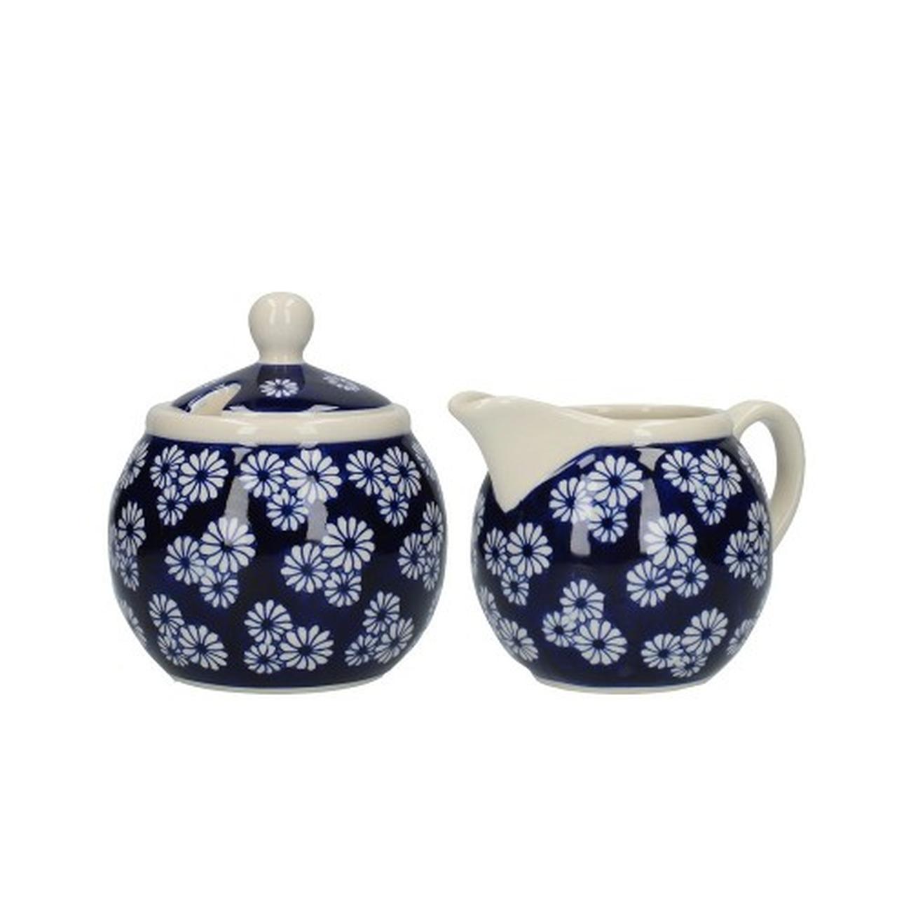 london-pottery-sugar-bowl-creamer-jug-set-small-daisies - London Pottery Sugar & Creamer Set Small Daisies