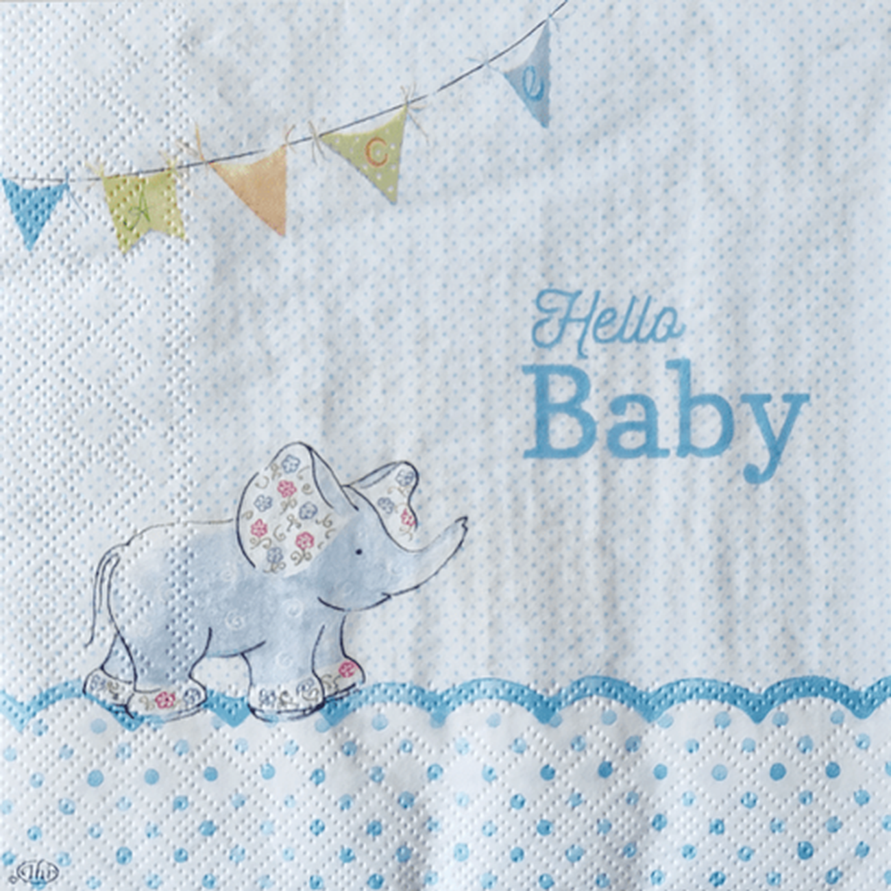 ihr-new-born-lunch-napkin-hello-baby-blue - IHR Lunch Napkins Hello Baby Light Blue