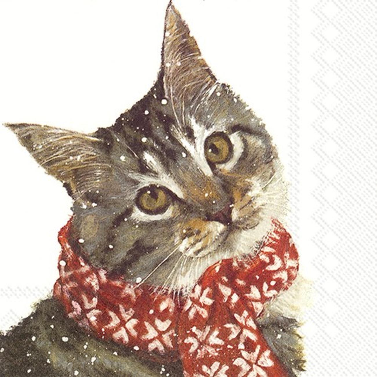 ihr-lunch-napkin-kitty-Christmas - IHR Christmas Lunch Napkins Kitty
