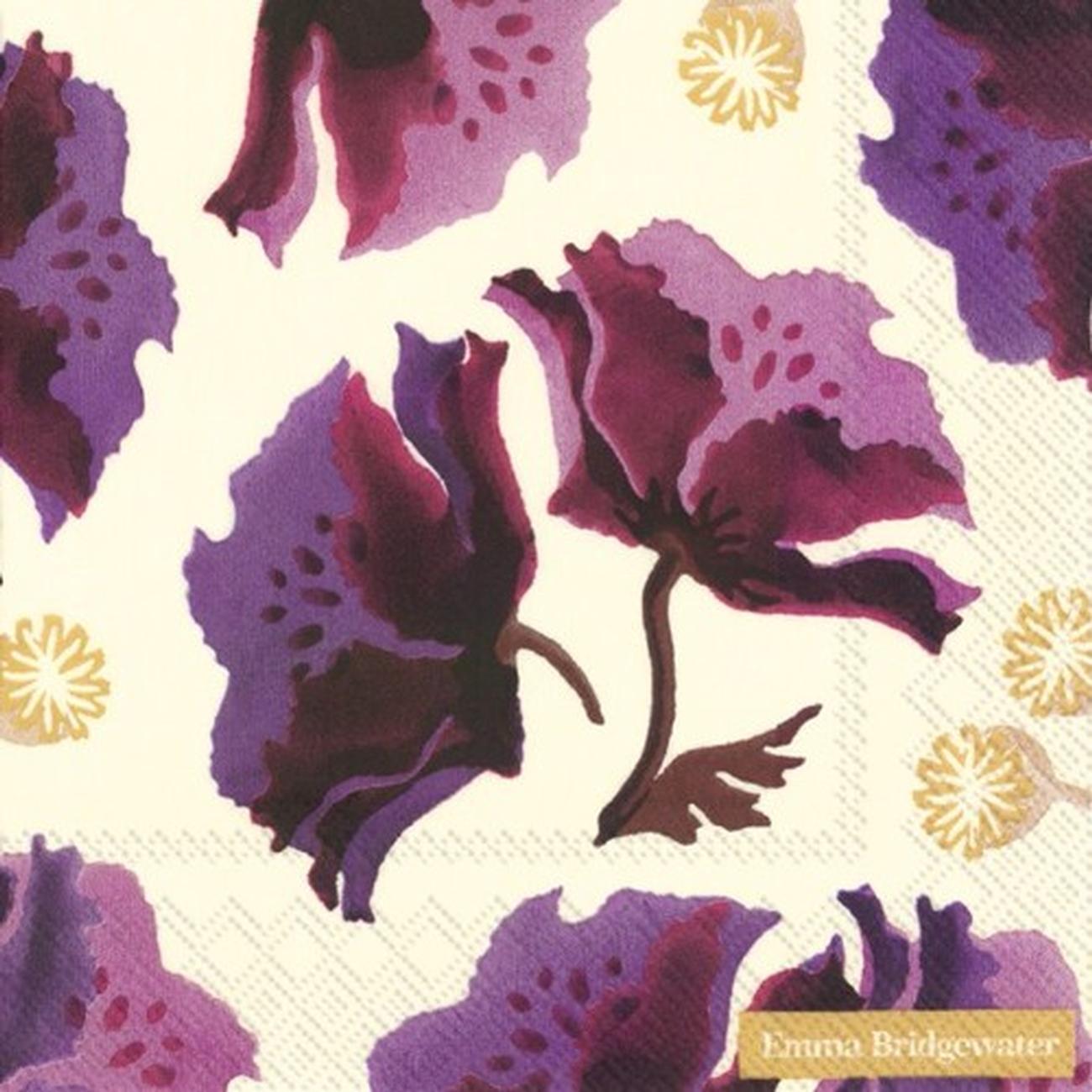 ihr-lunch-napkin-purple-poppy-cream - IHR Lunch Napkin Purple Poppy Cream