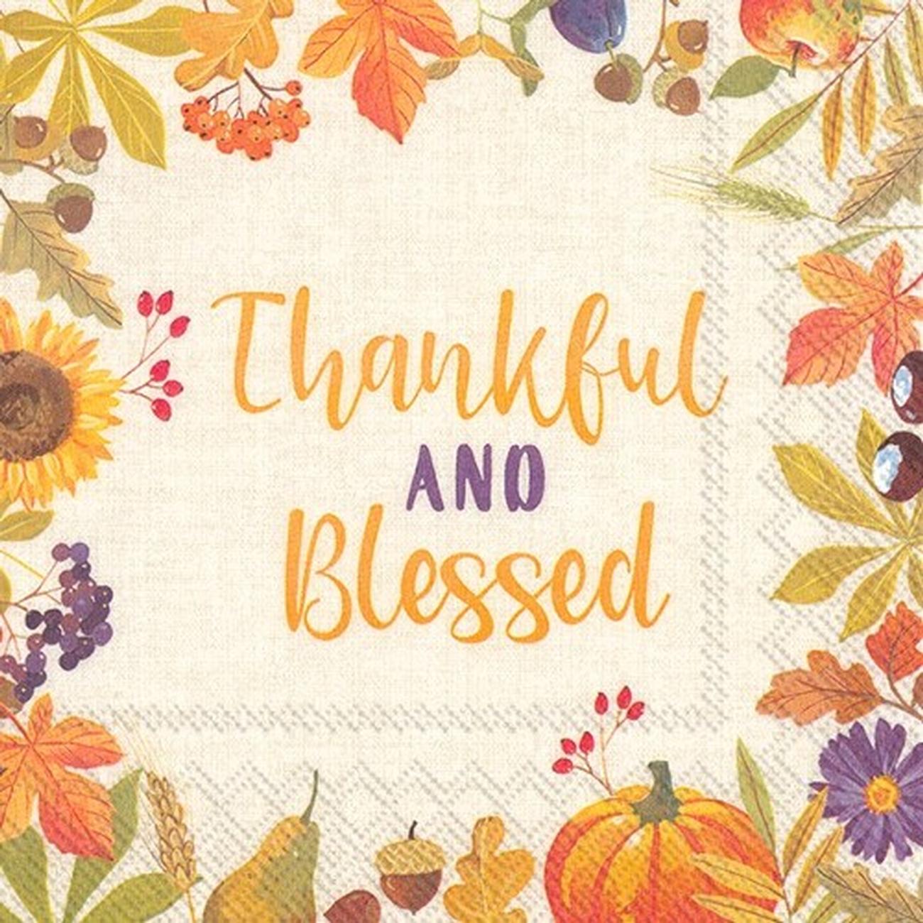 ihr-lunch-napkin-thankful-and-blessed-linen - IHR Lunch Napkin Thankful & Blessed