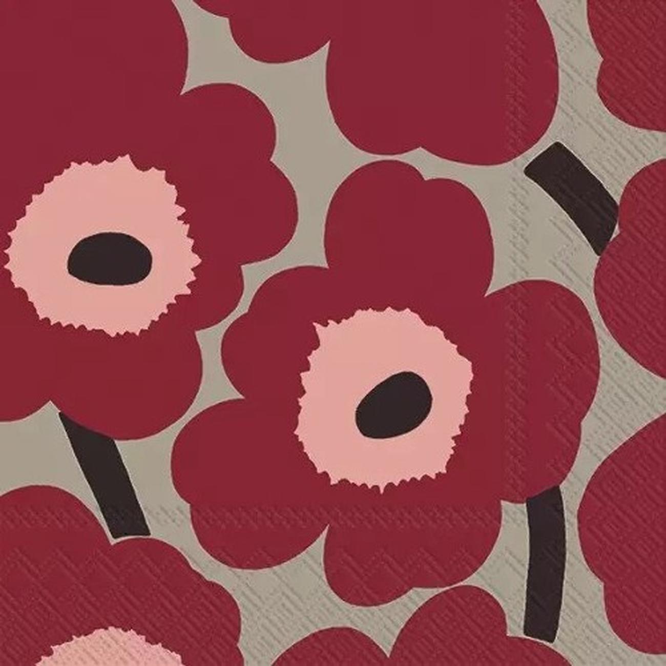 ihr-lunch-napkins-marimekko-unikko-red-linen - IHR Lunch Napkins Marimekko UNIKKO Red Linen
