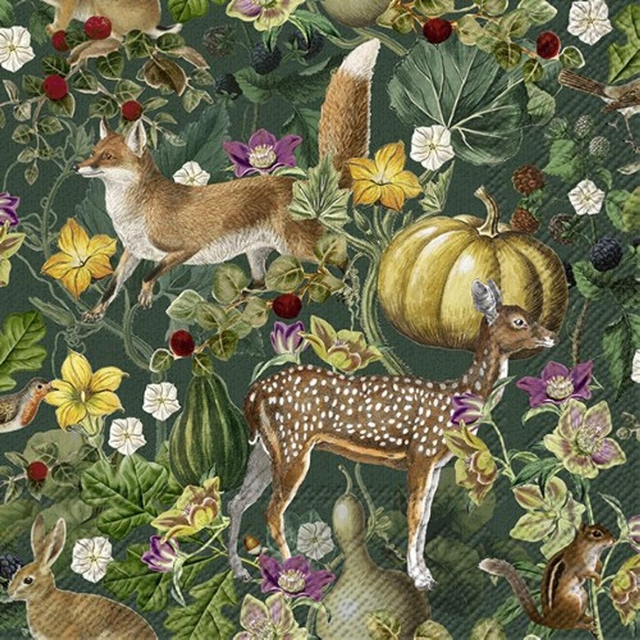 ihr-lunch-napkins-autumn-glory-dark-green - IHR Lunch Napkins Autumn Glory Dark Green