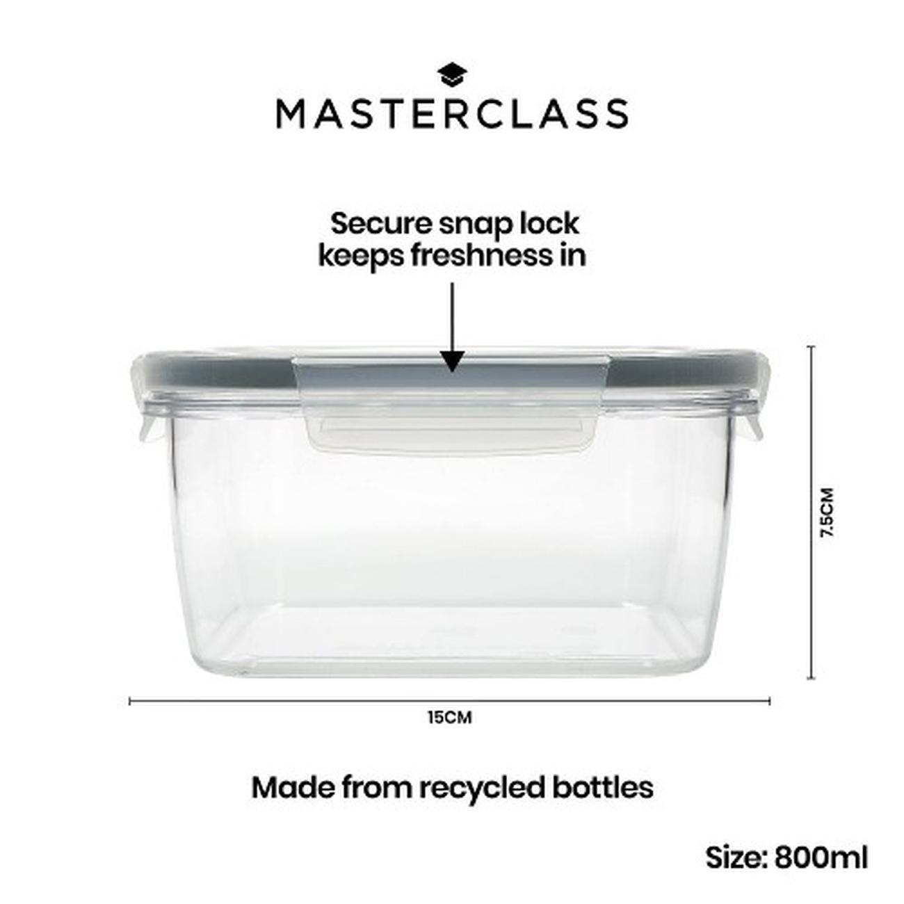 masterclass-eco-snap-food-storage-container-800ml-square - MasterClass Eco Snap Food Storage Square Container 800ml