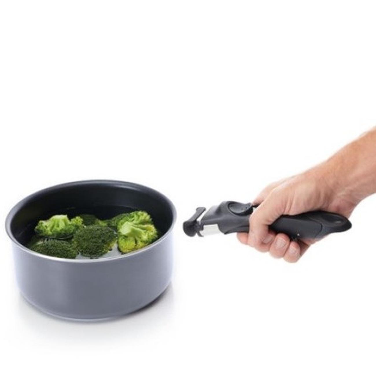 masterclass-smart-space-3pc-non-stick-saucepans-removable-handle - MasterClass Smart Space 3pc Stacking Saucepans Set