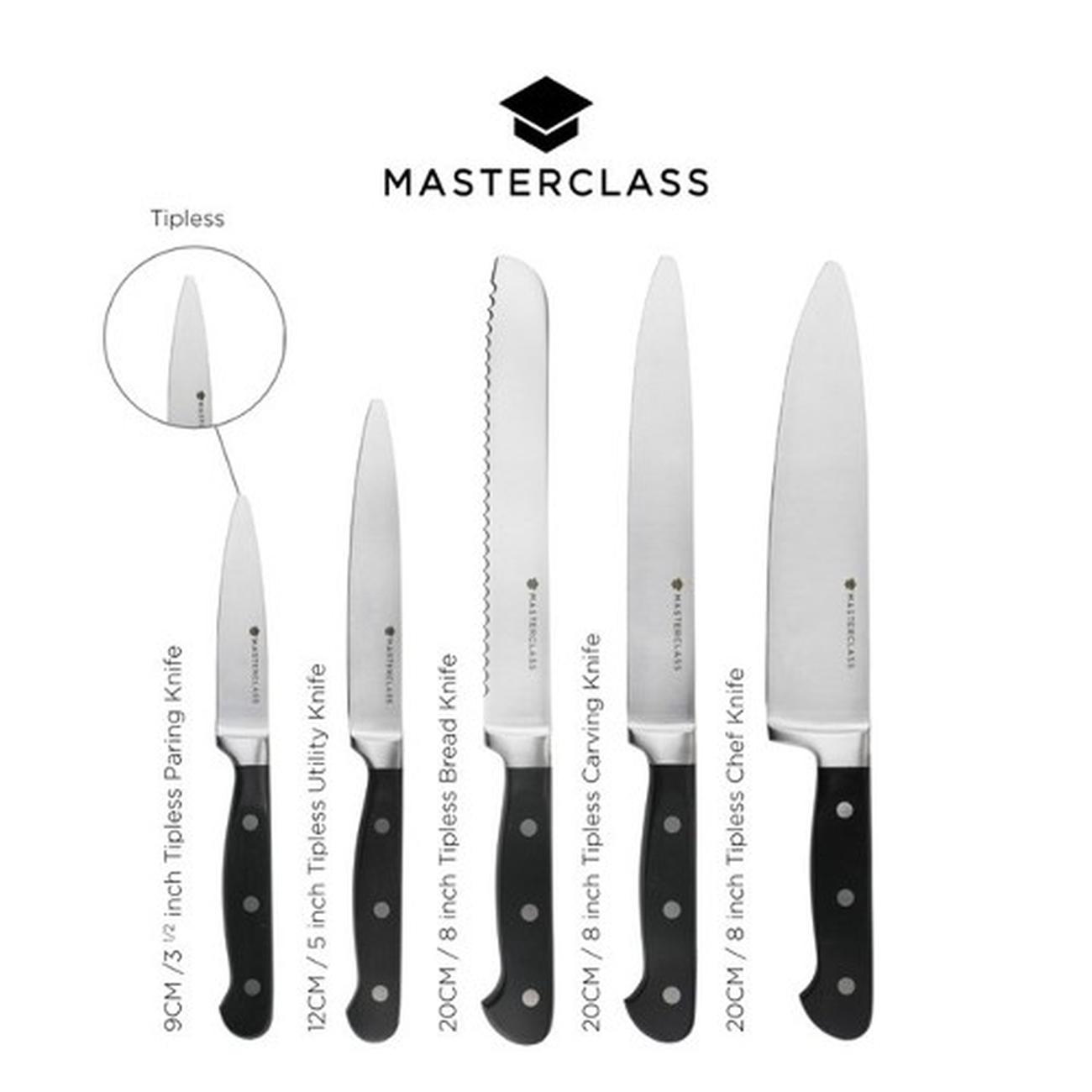 masterclass-tipless-5pc-knife-block-set - MasterClass Tipless 5pc Knife Block Set