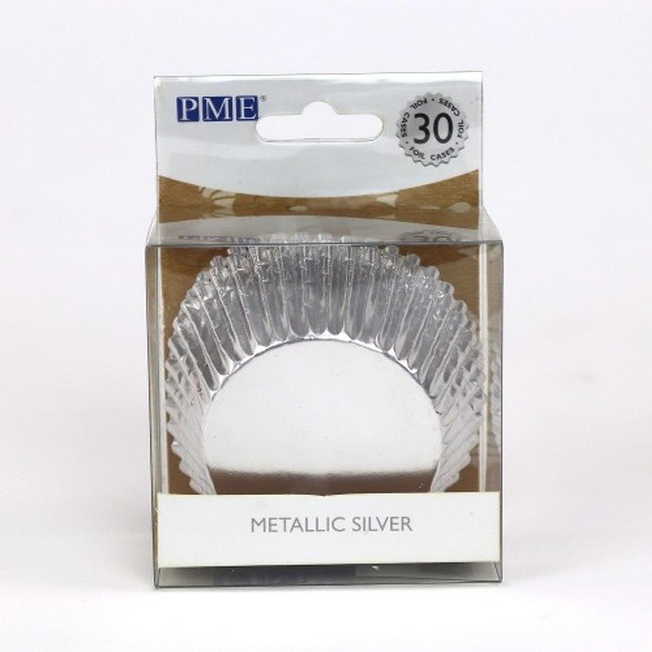 pme-30-silver-metallic-cupcake-cases - PME 30 Metallic Silver Baking Cases