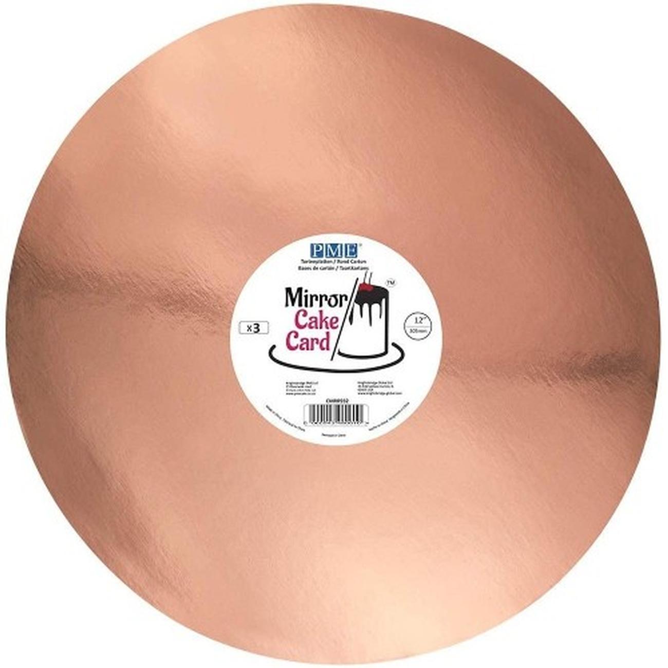 pme-mirror-cake-cards-set-of-3-round-12-inch-rose-gold - PME Pack of 3 Mirror Cake Cards 12in Rose Gold