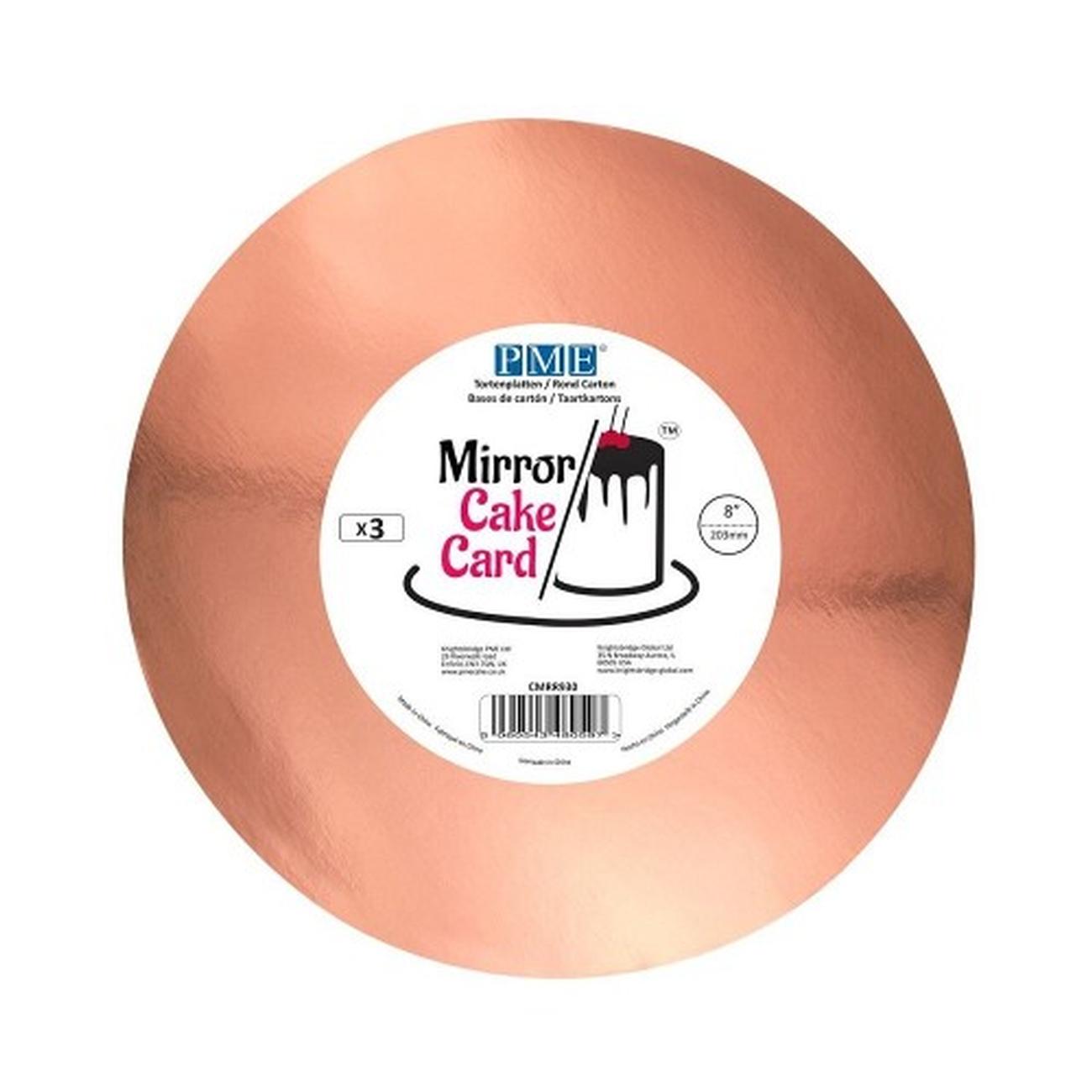 pme-mirror-cake-cards-set-of-3-round-8in-rose-gold - PME Pack of 3 Mirror Cake Cards 8in Rose Gold