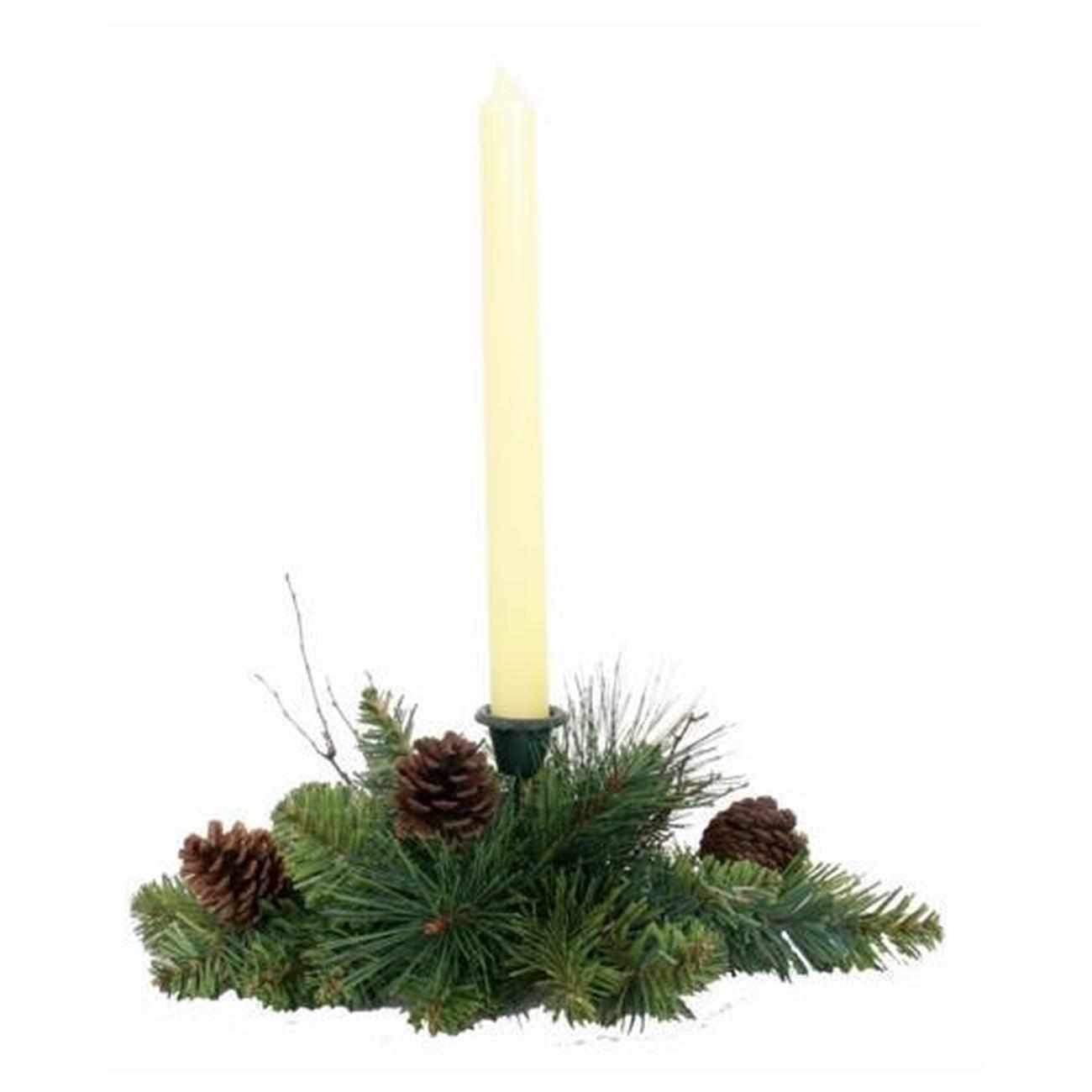 mixed-pine-candleholder-12-inch-christmas-decorations - Mixed Pine Candleholder 12inch