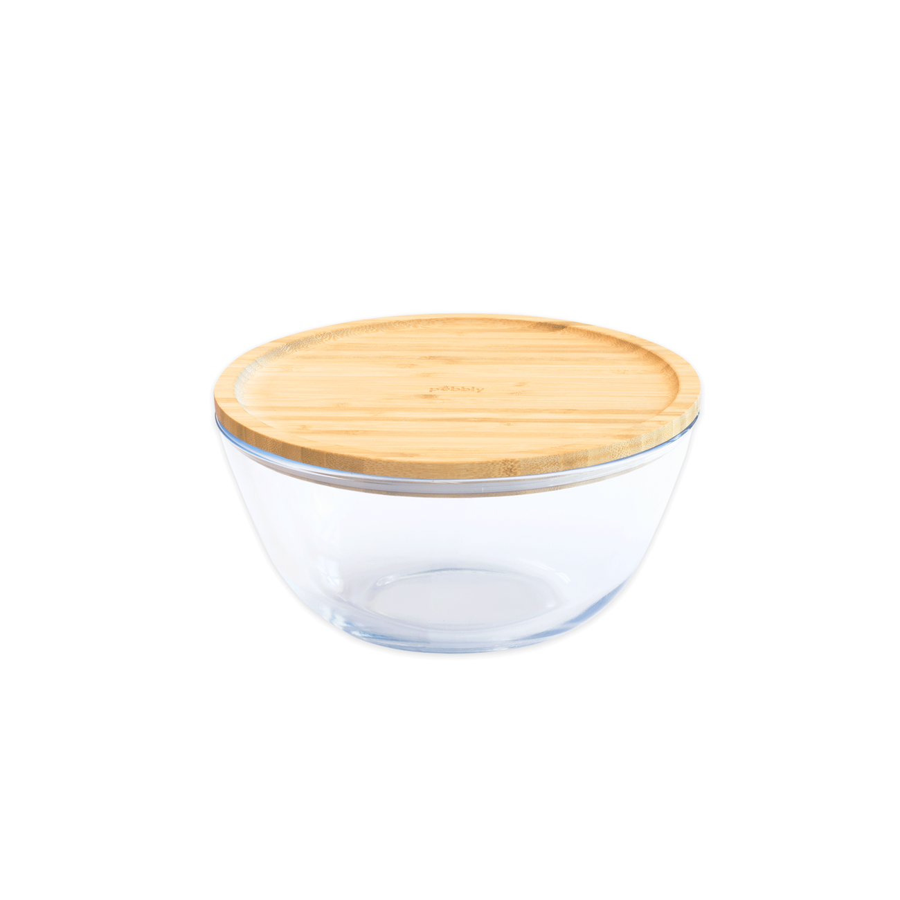 pebbly-glass-mixing-bowl-bamboo-lid-770ml - Pebbly Glass Mixing Bowl with Bamboo Lid 770ml