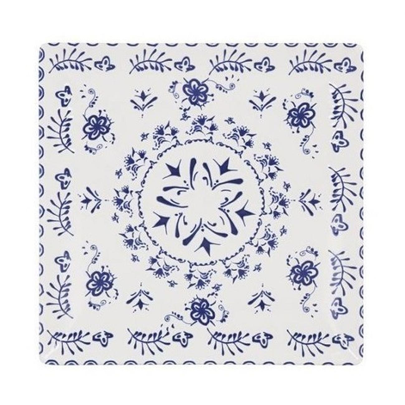square-plate-24cm-monaco-blur-elite-brillo - Monaco Blue Floral Square Plate 24cm