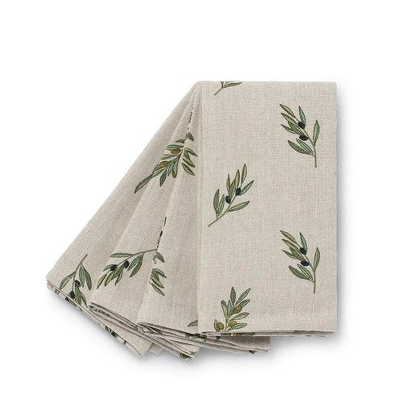 sophie-allport-olive-linen-napkins-4-piece-set - Sophie Allport Olive Linen Napkins Set of 4