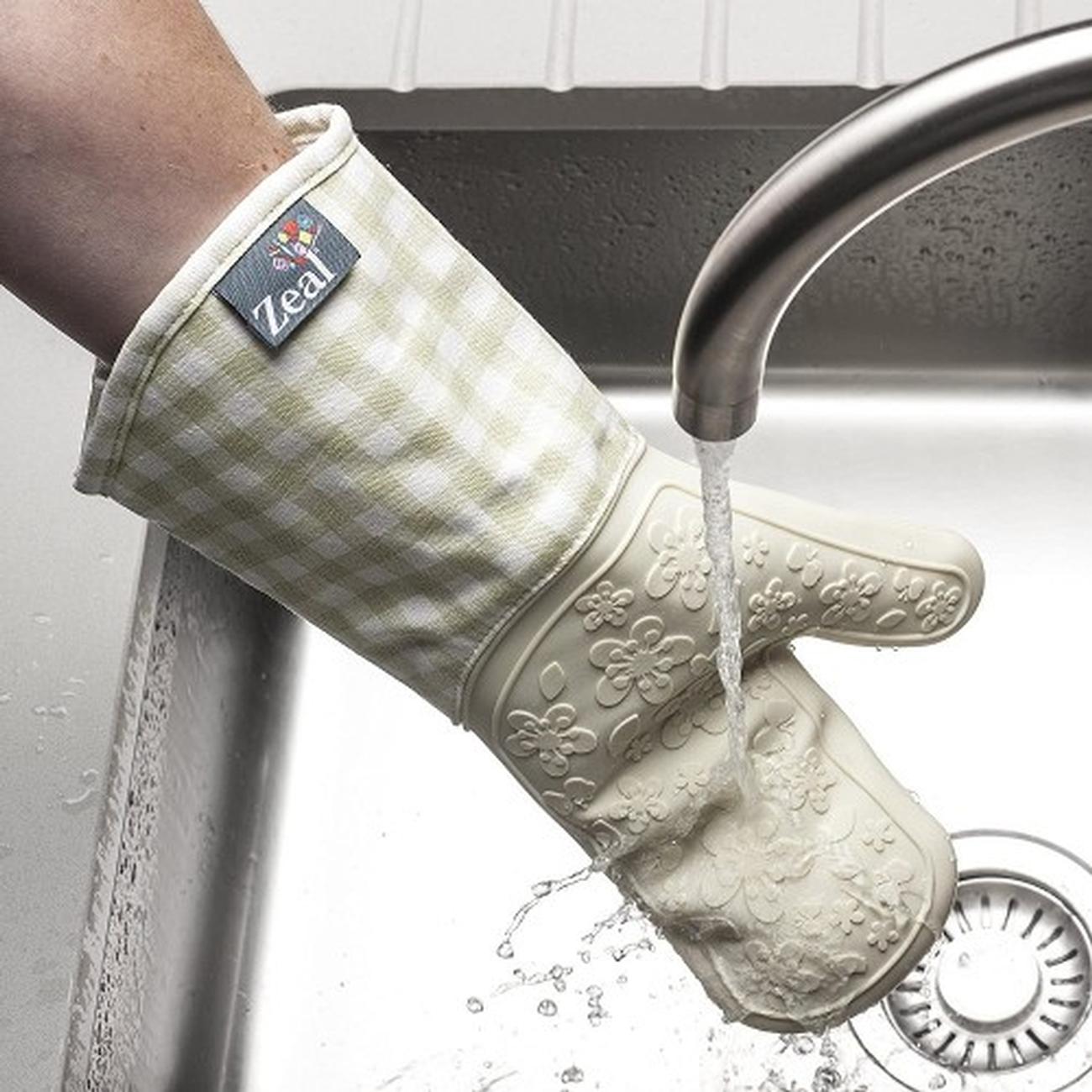 zeal-silicone-oven-glove-waterproof-cream - Zeal Steam Stop Silicone Oven Gauntlet Cream