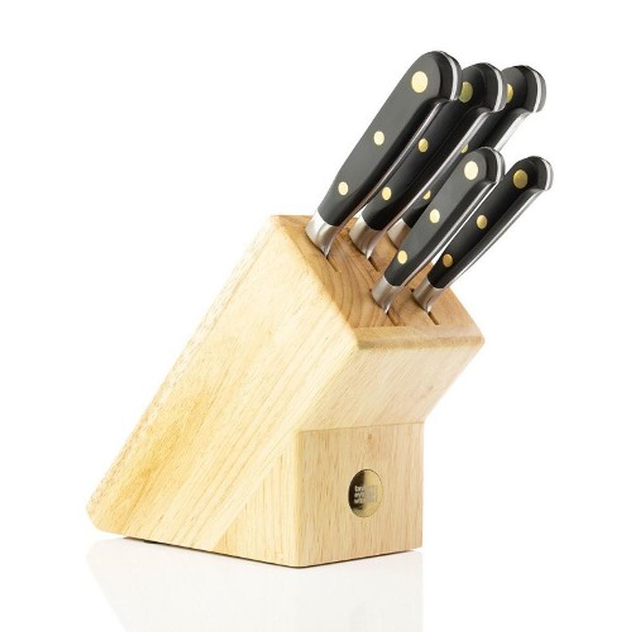 taylors-eye-witness-oxford-5pc-knife-block-set-brass-rivets - Taylor's Eye Witness Oxford Brass Rivets 5pc Knife Block Set
